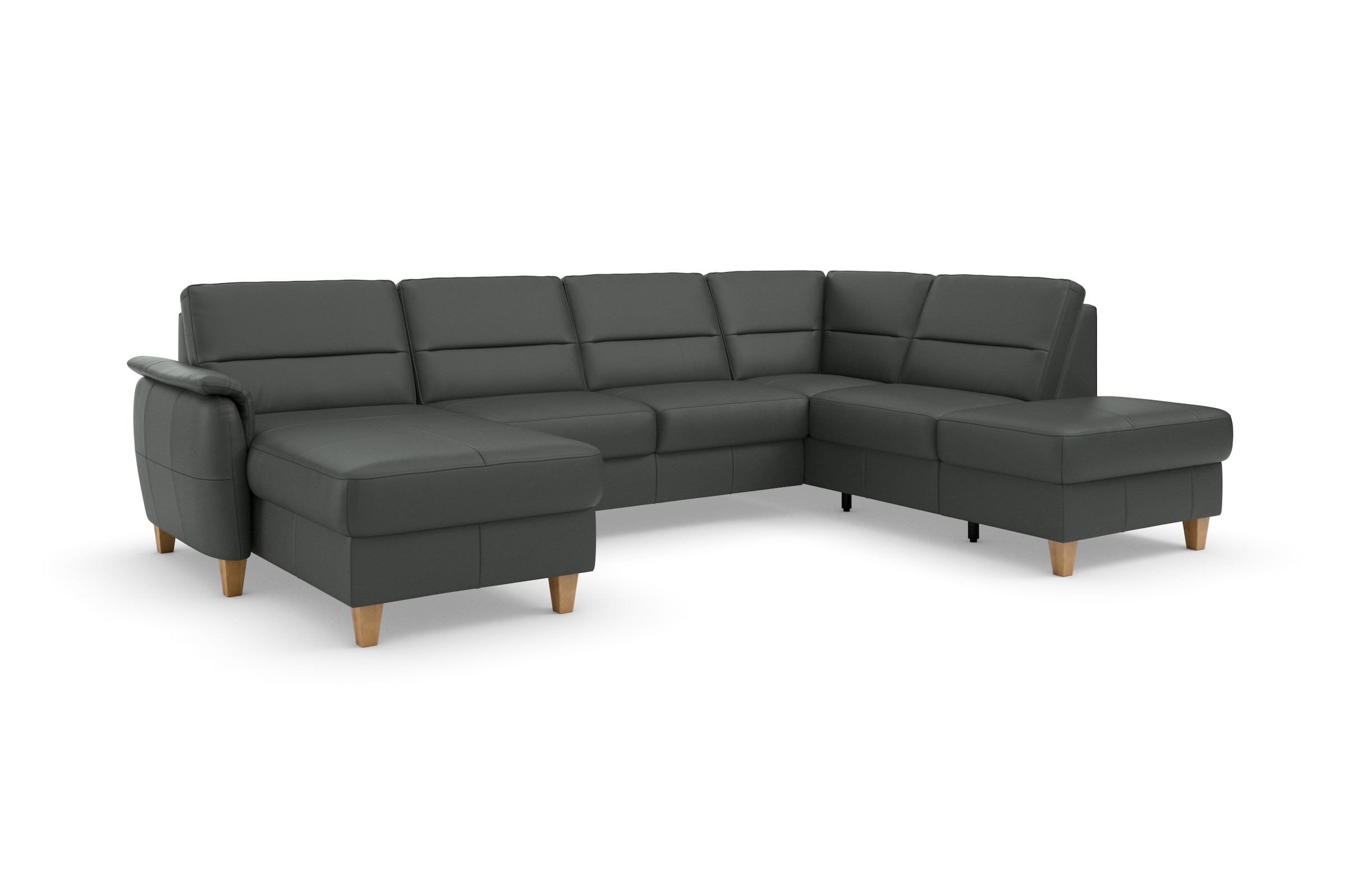 Home affaire Wohnlandschaft »Palmera U-Form, B: 308 cm«, optional Bettfunktion & Bettkasten, Federkern
