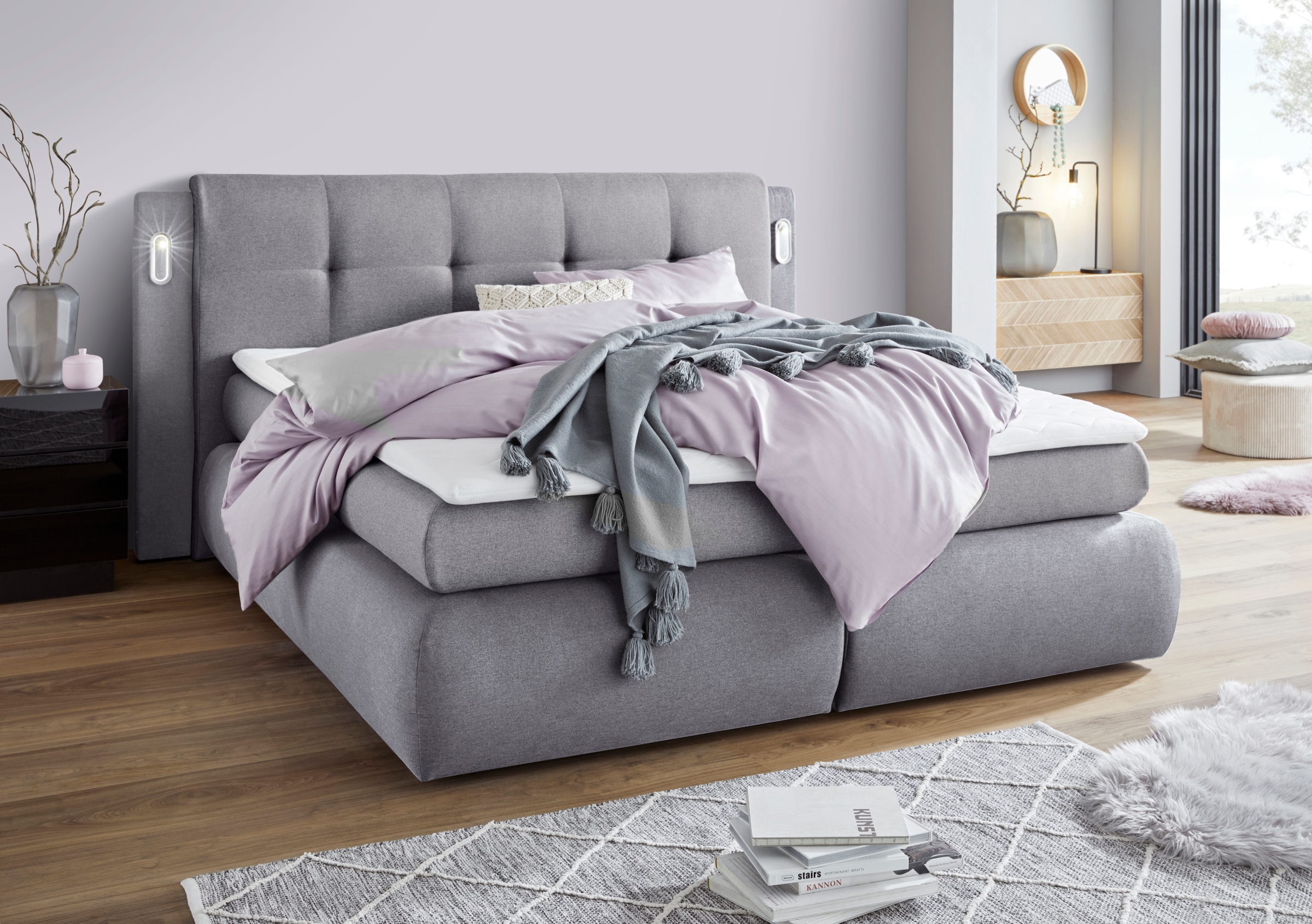 COLLECTION AB Boxspringbett »Borna«, inklusive Bettkasten, LED-Beleuchtung günstig online kaufen
