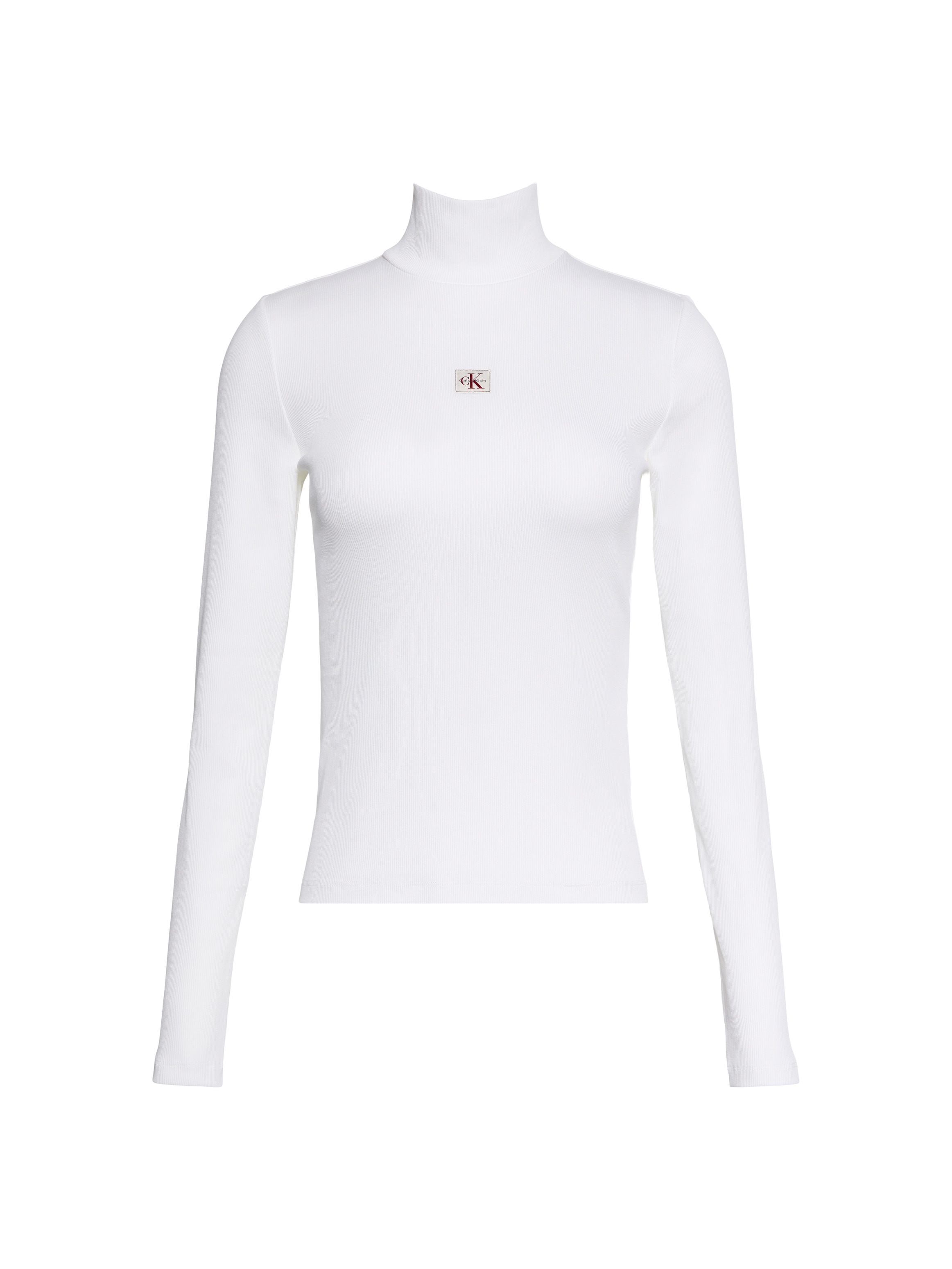 Calvin Klein Shirttop »LS WOVEN LABEL TURTLENECK« Mit Rundhalsausschnitt, regular fit