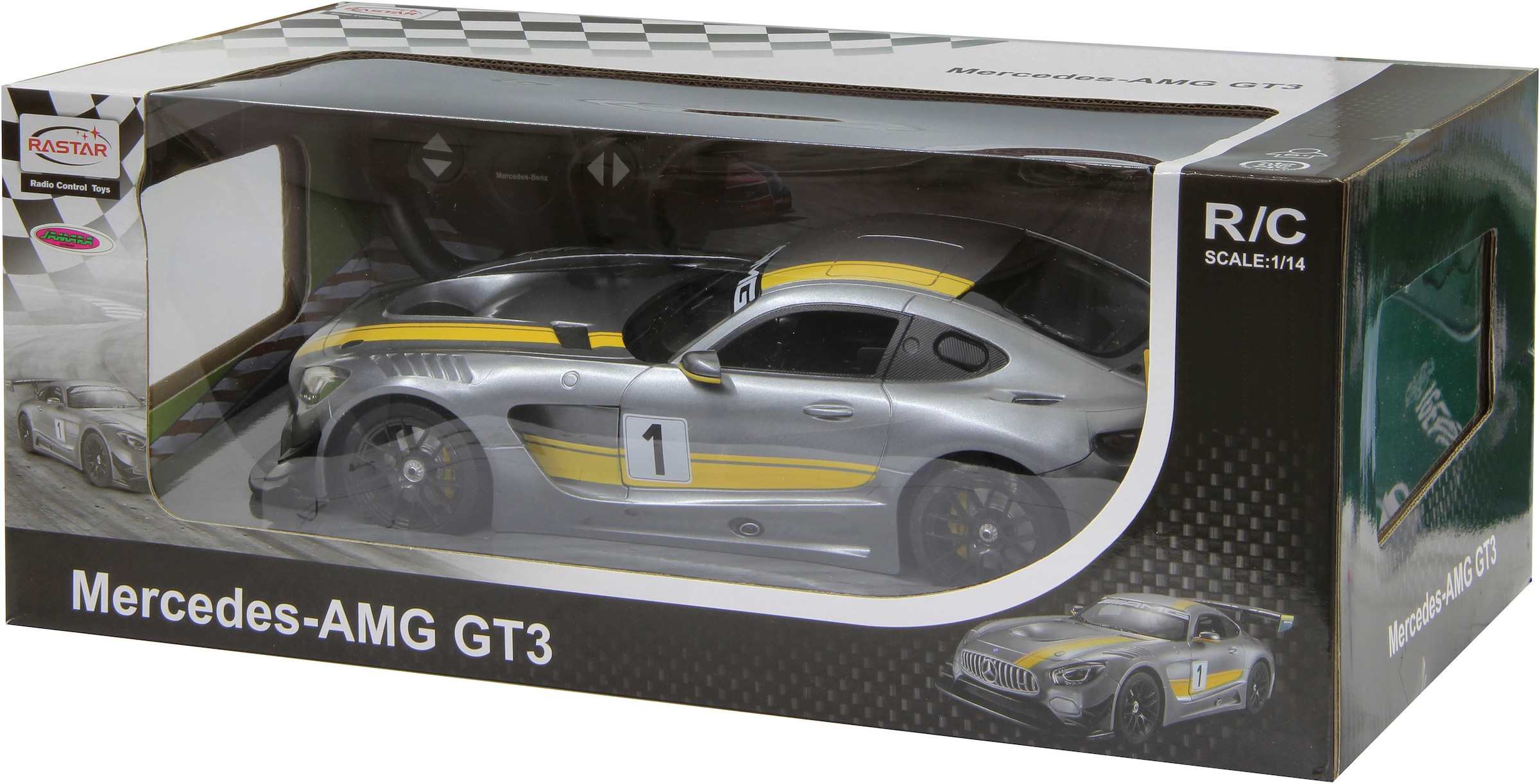 Jamara RC-Auto »Deluxe Cars, Mercedes-AMG GT3 Performance, 1:14, grau, 2,4GHz«, mit LED-Licht