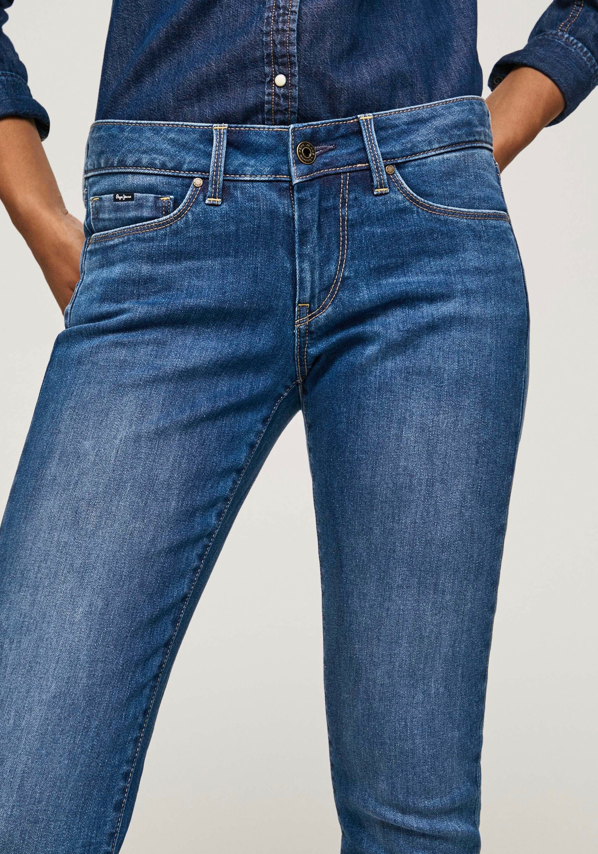 Pepe Jeans »SOHO«, Stretch-Anteil kaufen bequem und im Skinny-fit-Jeans mit Bund 1-Knopf 5-Pocket-Stil
