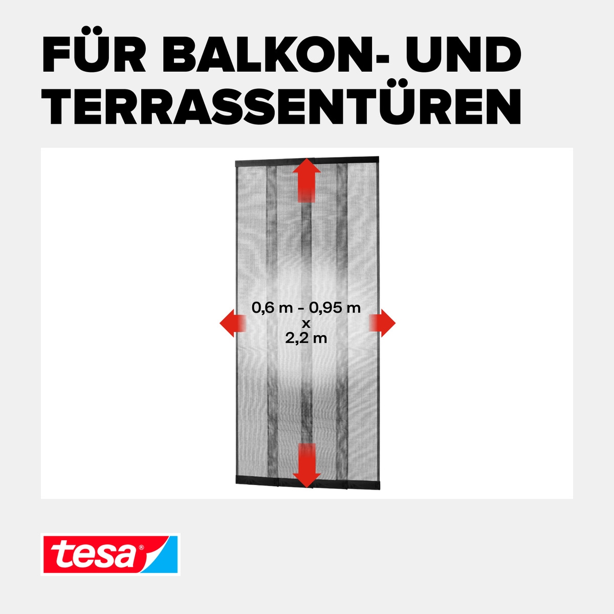 tesa Insektenschutz-Tür »Insect Stop ALU Lamellentür teleskopierbar - 0,60m - 0,95m max. 2,20m«, Insektenschutzvorhang mit Lamellen - für Balkon- und Terrassentüren