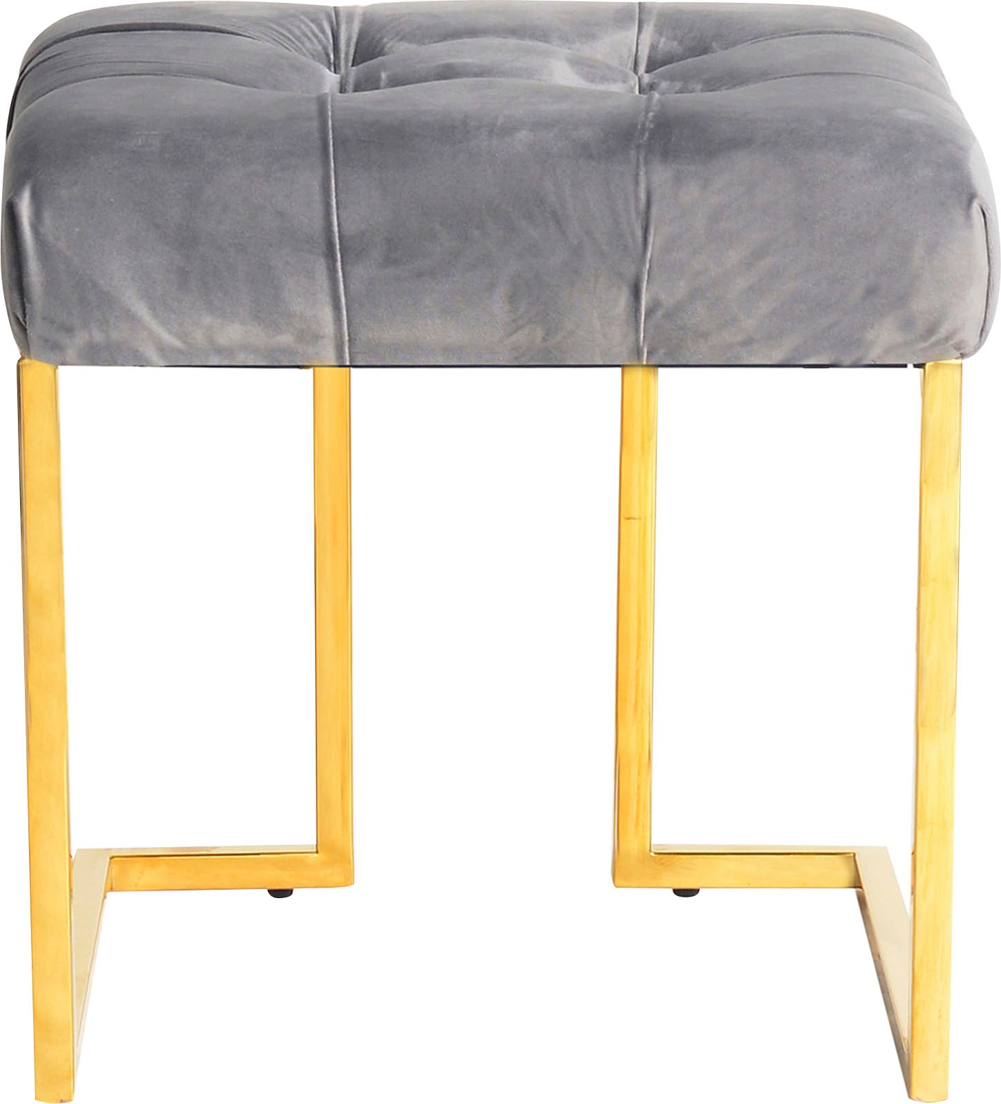 Kayoom Sitzhocker »Hocker Rare, Edler Touch durch goldenes Gestell«, (1 St.), eckig, samtweich, gesteppt, mit Zierknöpfen, Edelstahlgestell