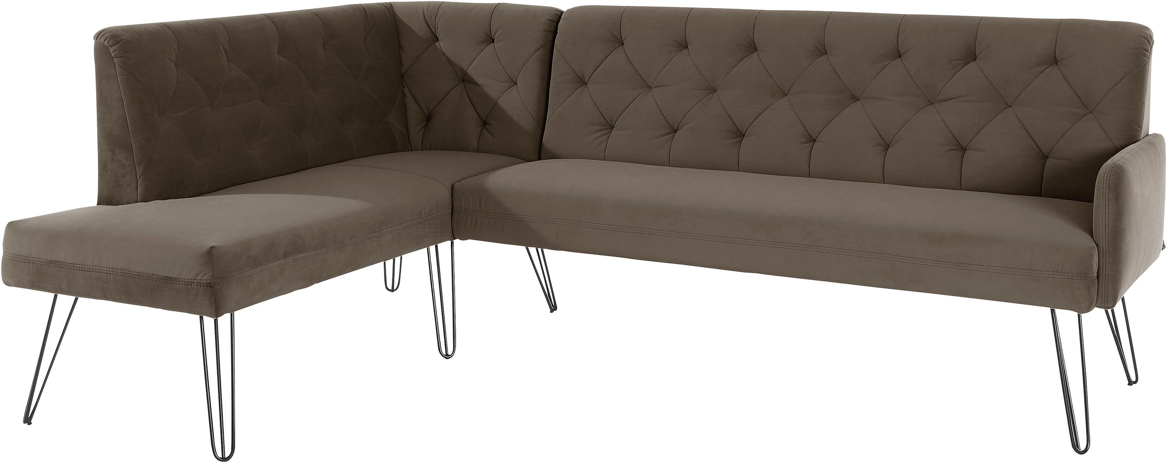 exxpo - sofa fashion Eckbank »Doppio, Chesterfield Optik, komfortabel und bequem, hohe Designfüße«, Frei im Raum stellbar