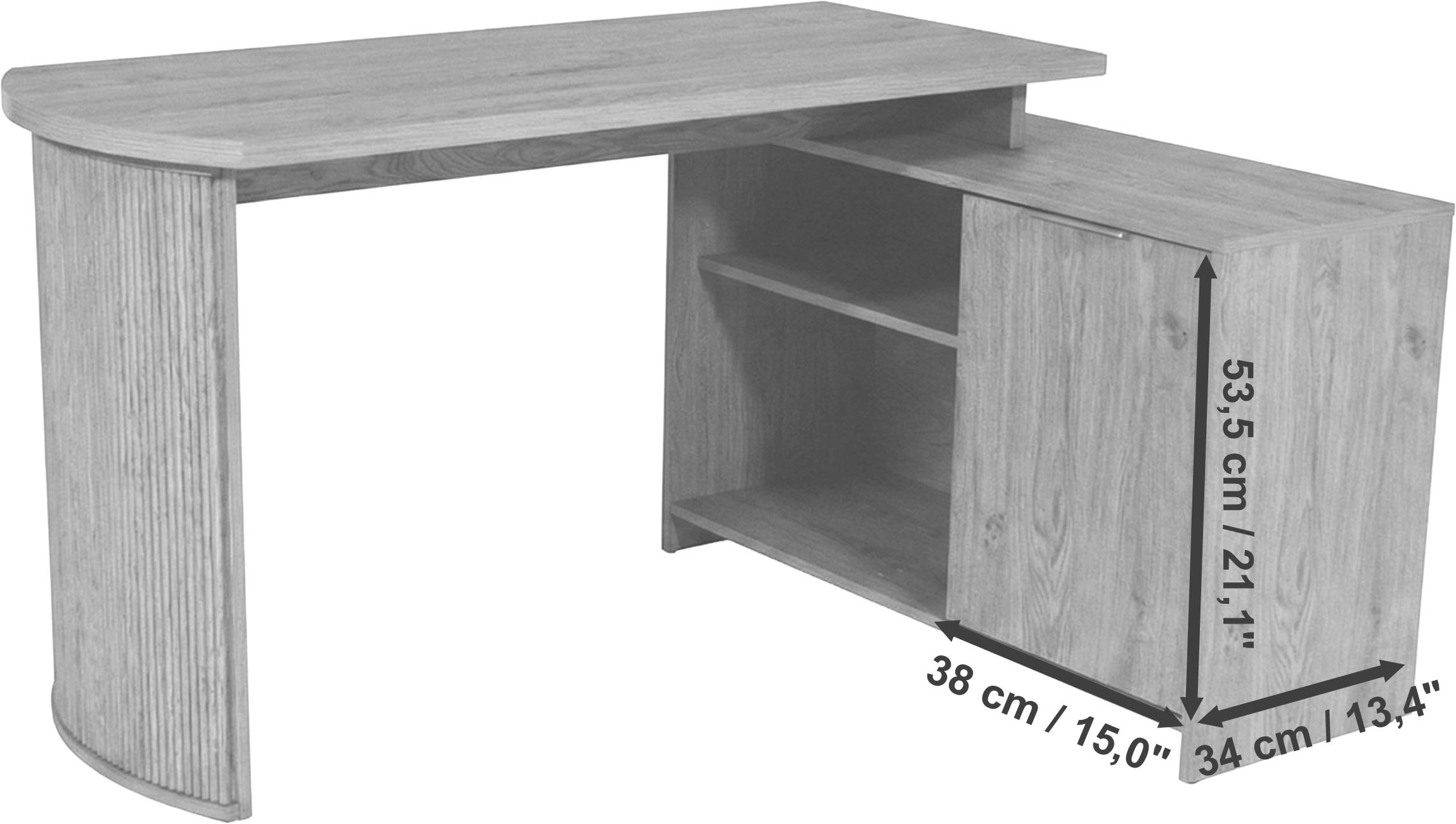 Jahnke Eckschreibtisch »MOON C 14 E« Eckschreibtisch, wechselseitig montierbar, 2 Fächer, Breite:140 cm