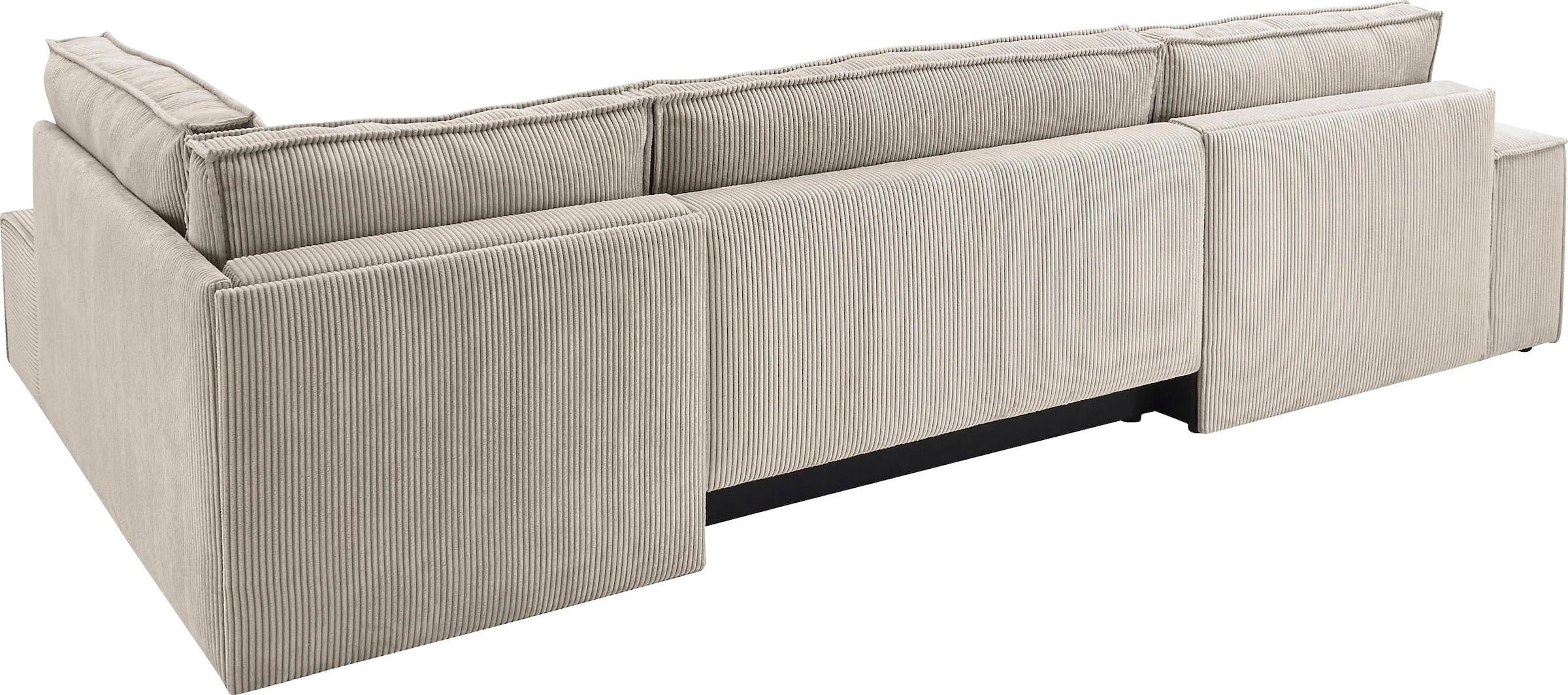 Home affaire Wohnlandschaft »SHERWOOD 329 cm, U-Form, Schlafsofa,«, Schlaffunktion m. Bettkasten (194x139 cm), Cord, Vintage, Samtvelours