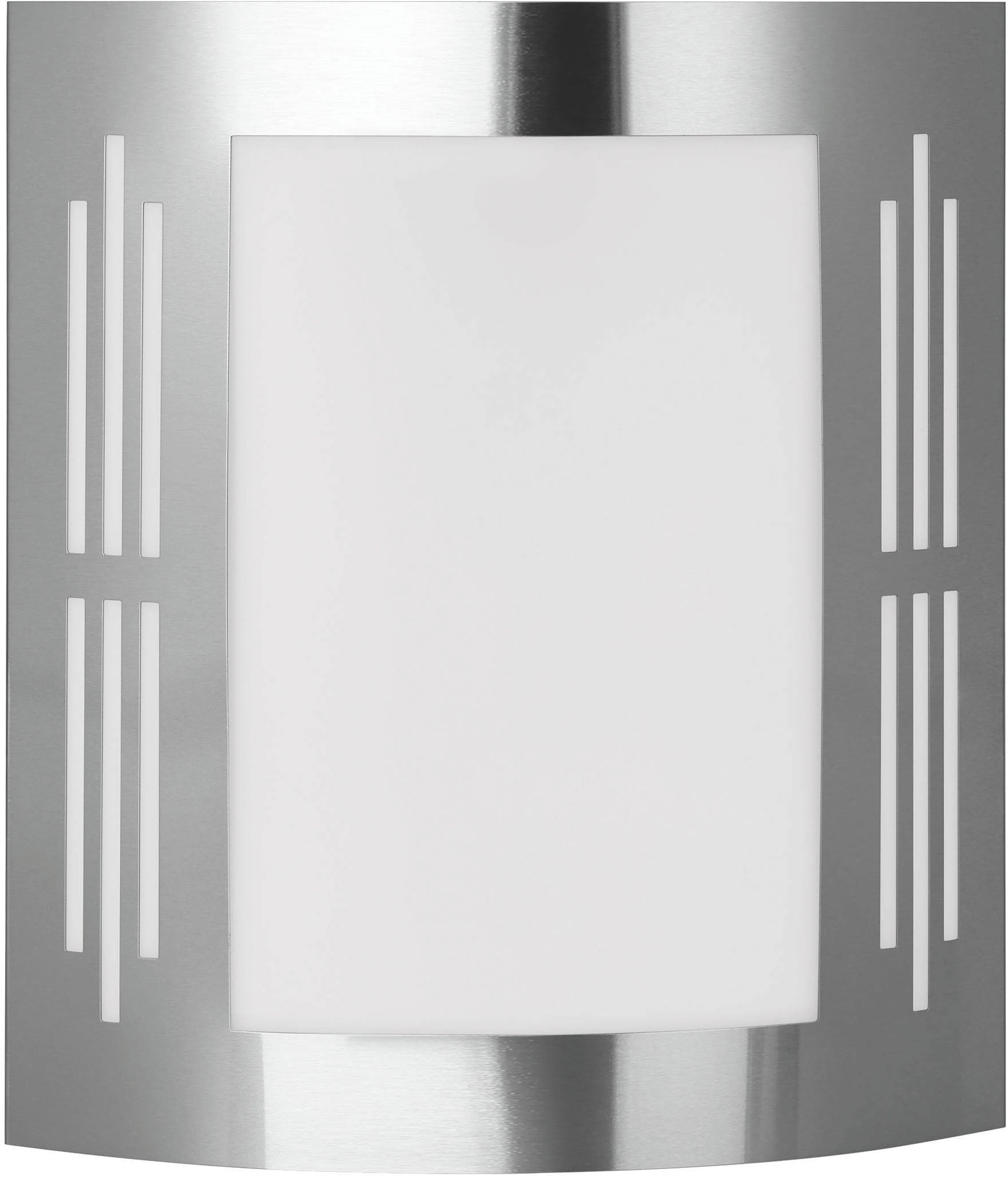 EGLO Wandleuchte »City Wandlampe, Außenbeleuchtung, Außenlampe, silber, weiß , E27, IP44« E27 1 Stk. Wand-/Deckenleuchte - L23,5 x H26 x AL9 cm - edelstahl - 1X60W exkl.