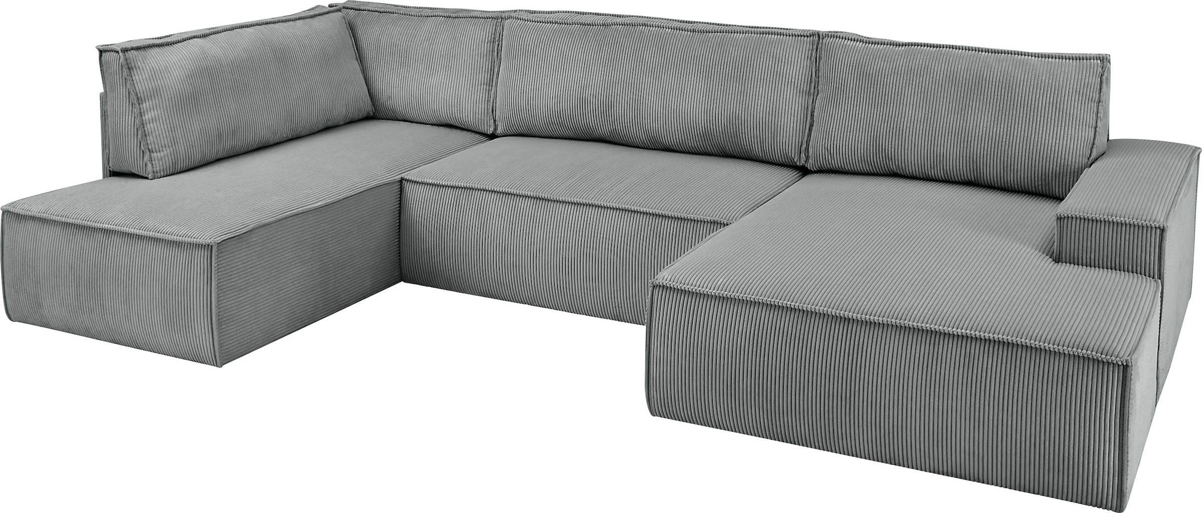 Home affaire Wohnlandschaft »SHERWOOD 329 cm, U-Form, Schlafsofa,«, Schlaffunktion m. Bettkasten (194x139 cm), Cord, Vintage, Samtvelours