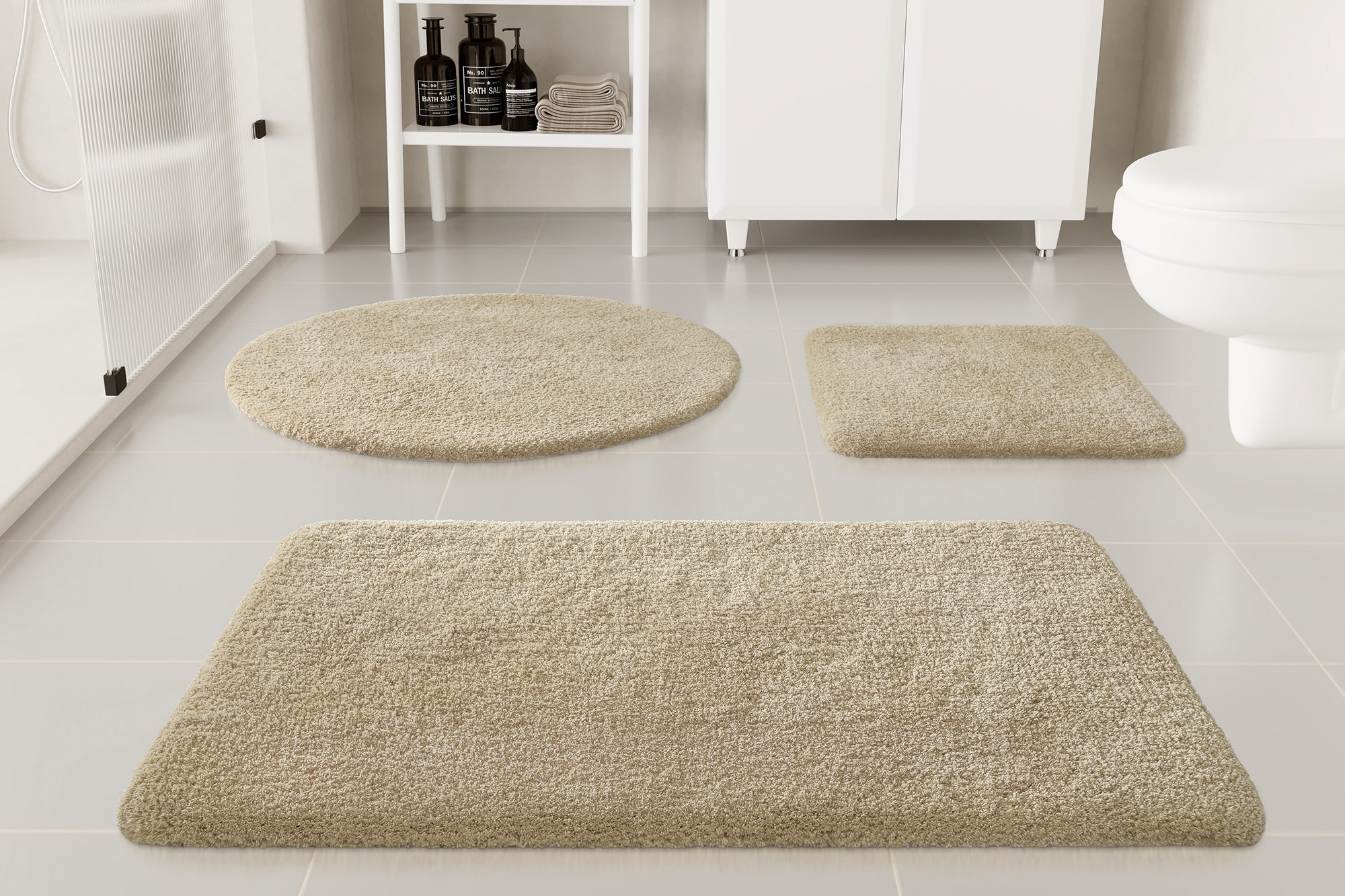 my home Badematte »Kaarin«, rutschhemmend beschichtet, schnell trocknend, Badteppich, getuftet, flauschig, hochflor, große Farbauswahl