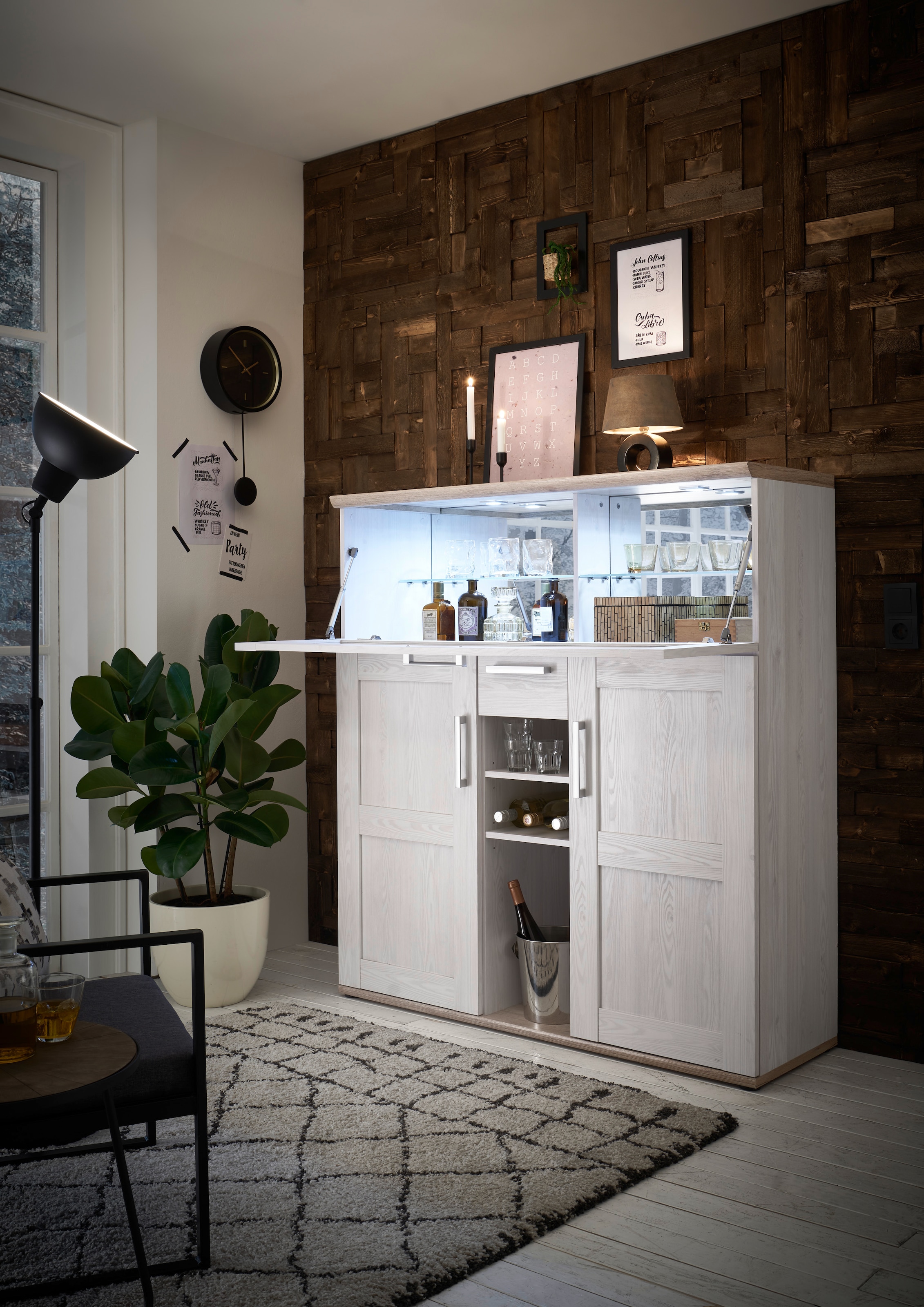 HBZ Barschrank »Romance«, (1 St.), im Landhausstil, Highboard mit Bar