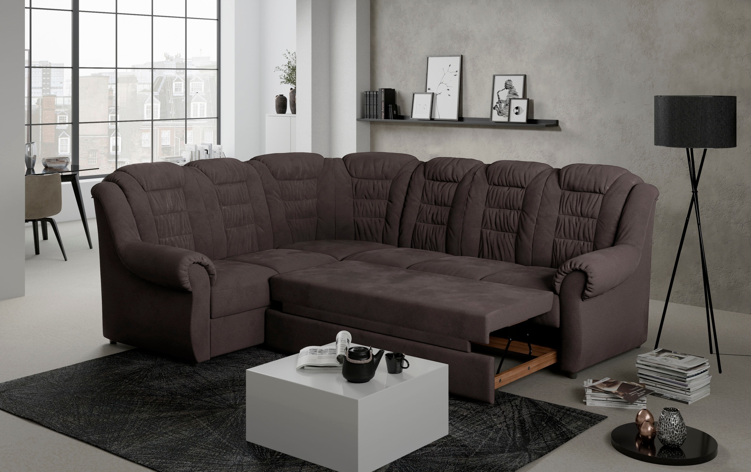 Home affaire Ecksofa »Boston L-Form«, mit hoher Rückenlehne, wahlweise mit günstig online kaufen