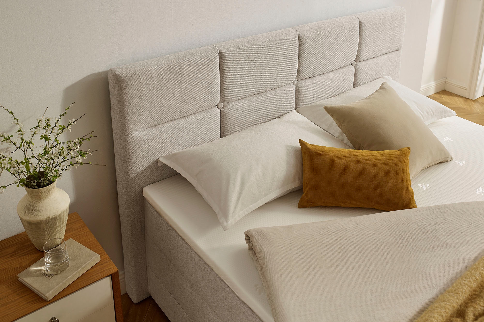 INOSIGN Boxbett »Fillmore inkl. Bettkasten, Liegefläche 180x200 cm, in Boxspring-Optik«, inkl. Topper, erhältlich in verschiedenen Farben
