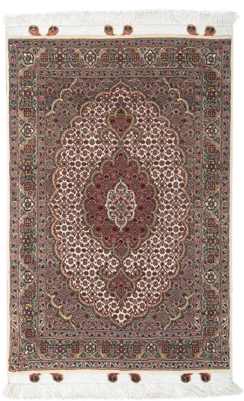 morgenland Wollteppich »Täbriz - 50 Raj Blumenmuster Blu scuro 90 x 60 cm«, günstig online kaufen