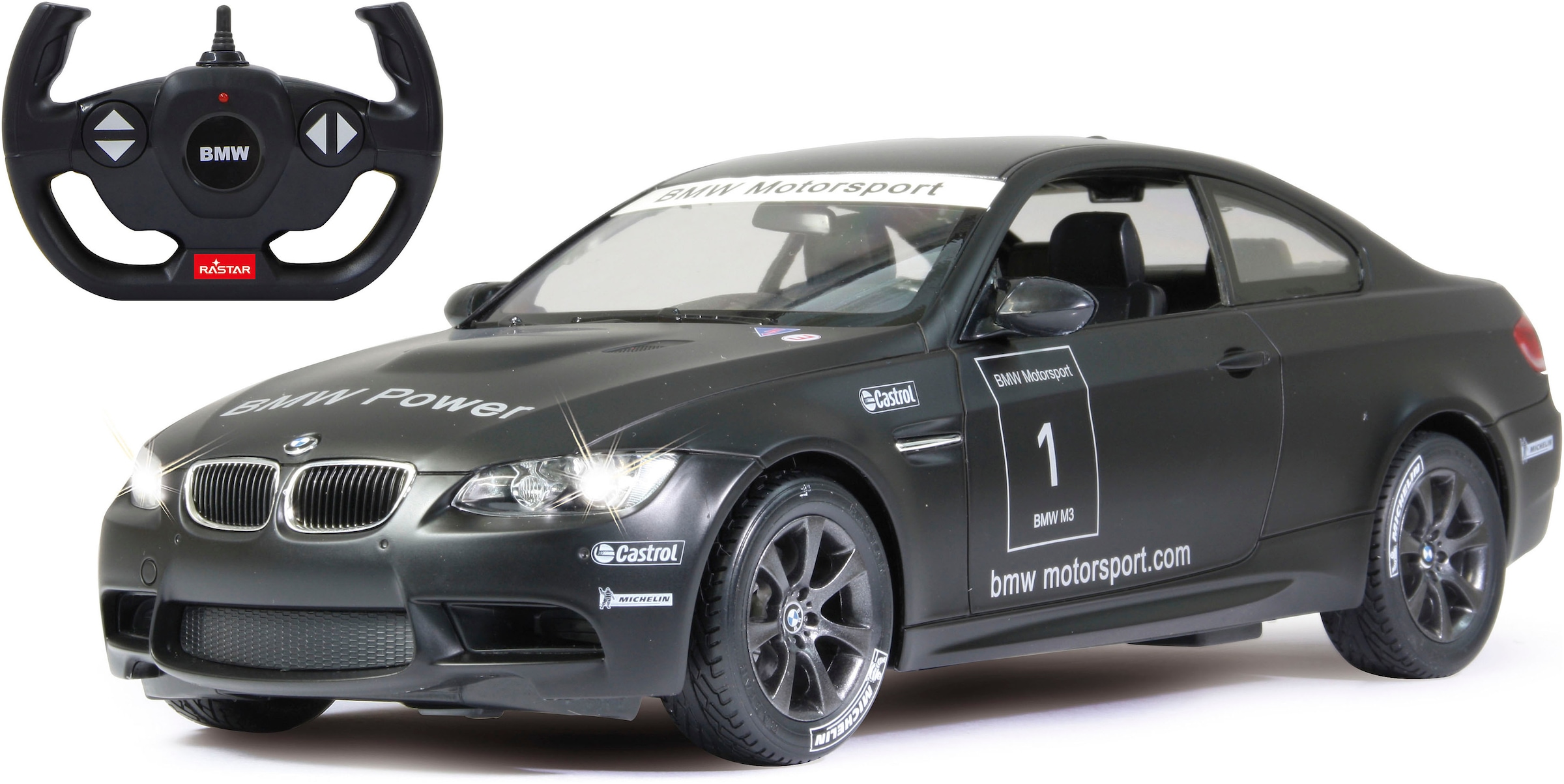 Jamara RC-Auto »Deluxe Cars, BMW M3 Sport, 1:14, schwarz, 2,4GHz«, mit LED-Licht