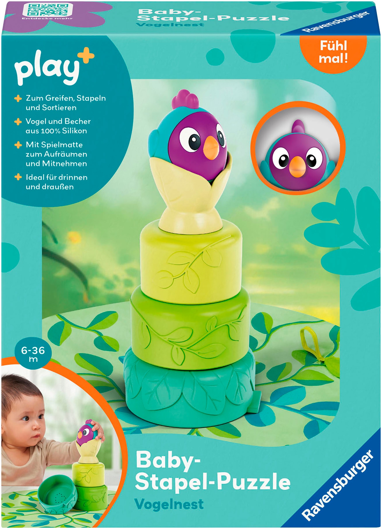 Ravensburger Stapelspielzeug »Play+ Baby-Stapel-Puzzle: Vogelnest«, Made in Europe