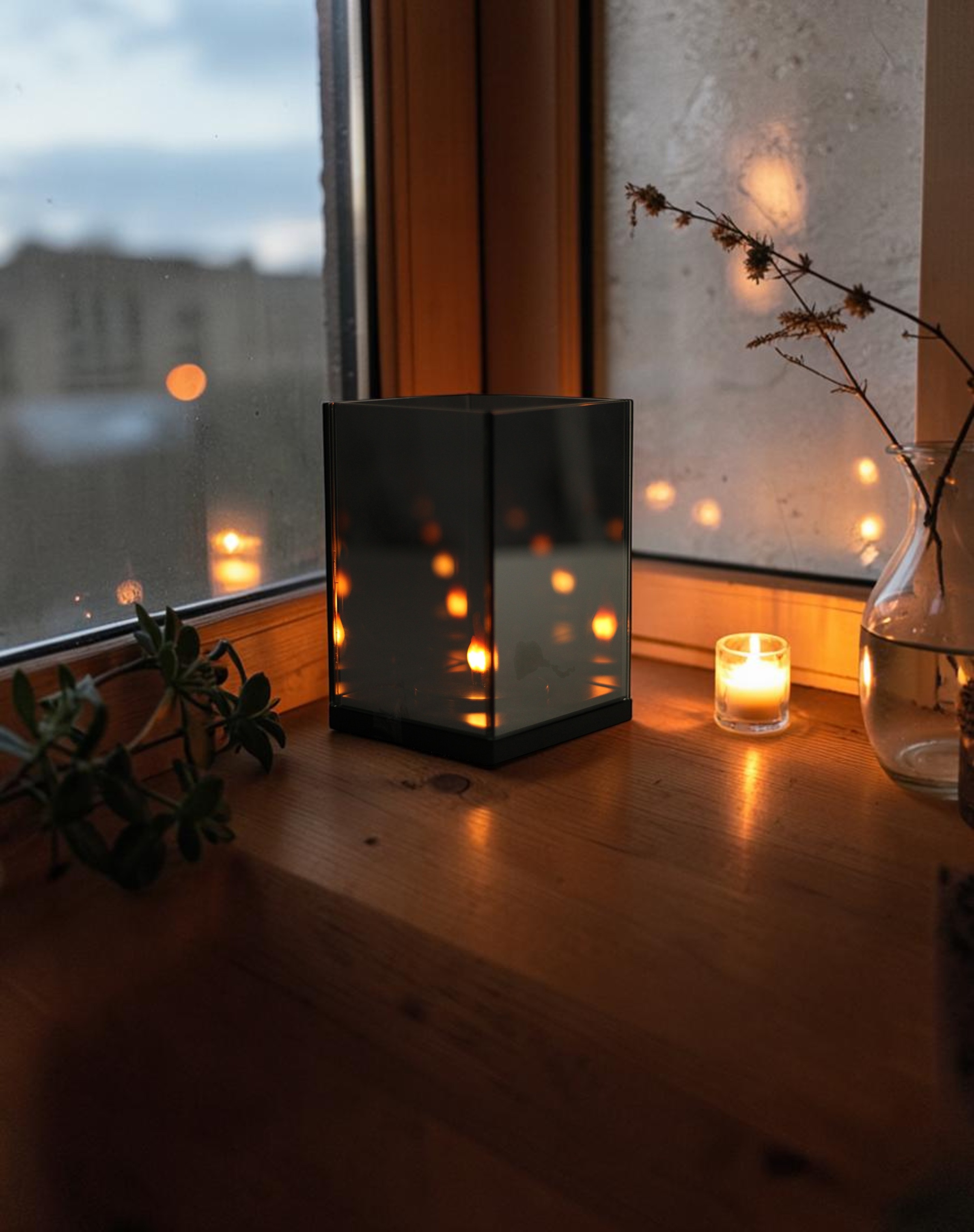 OTTO home LED Tischleuchte »Spiegelglas Licht JANNELL« LED-Board 1 Stk. warmweiße LED, Batteriebetrieb (3 AA) mit Timer