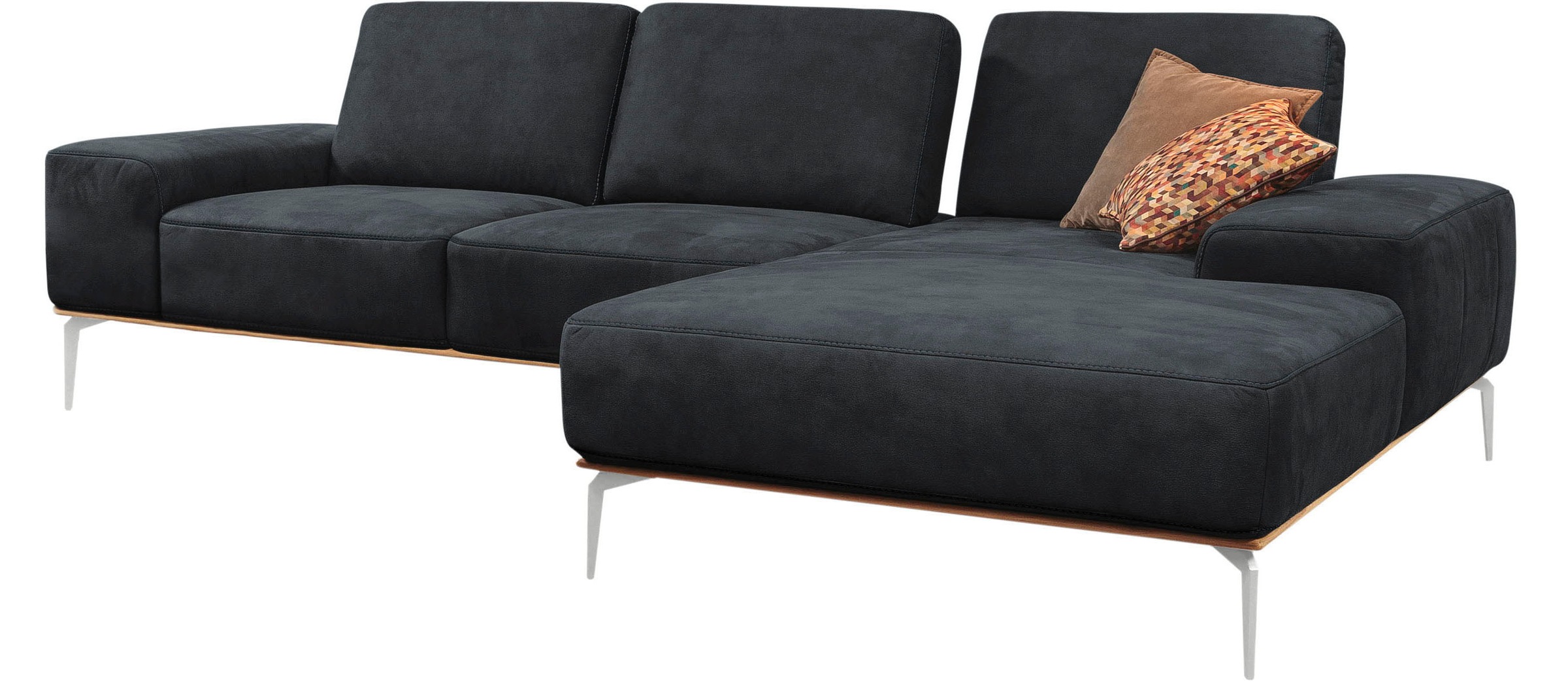 W.SCHILLIG Ecksofa »run, Designsofa, bequem, L-Form«, mit elegantem Holzsockel, Füße in Chrom glänzend, Breite 299 cm