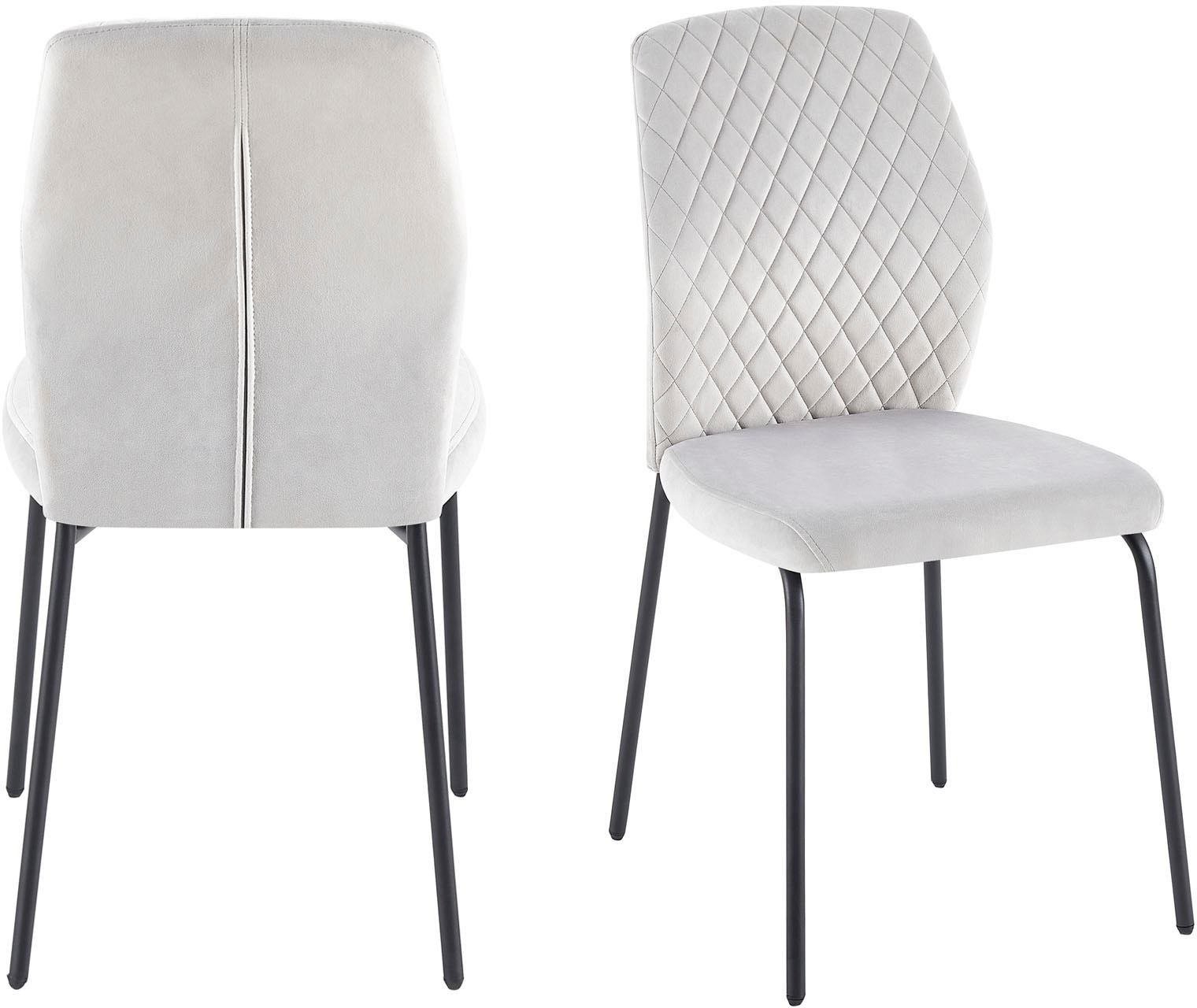 SalesFever 4-Fußstuhl »Esszimmerstuhl mit elegantem Stil«, (Set), 2 St., Samt, 2er Set mit eleganter Wabensteppung im Rücken