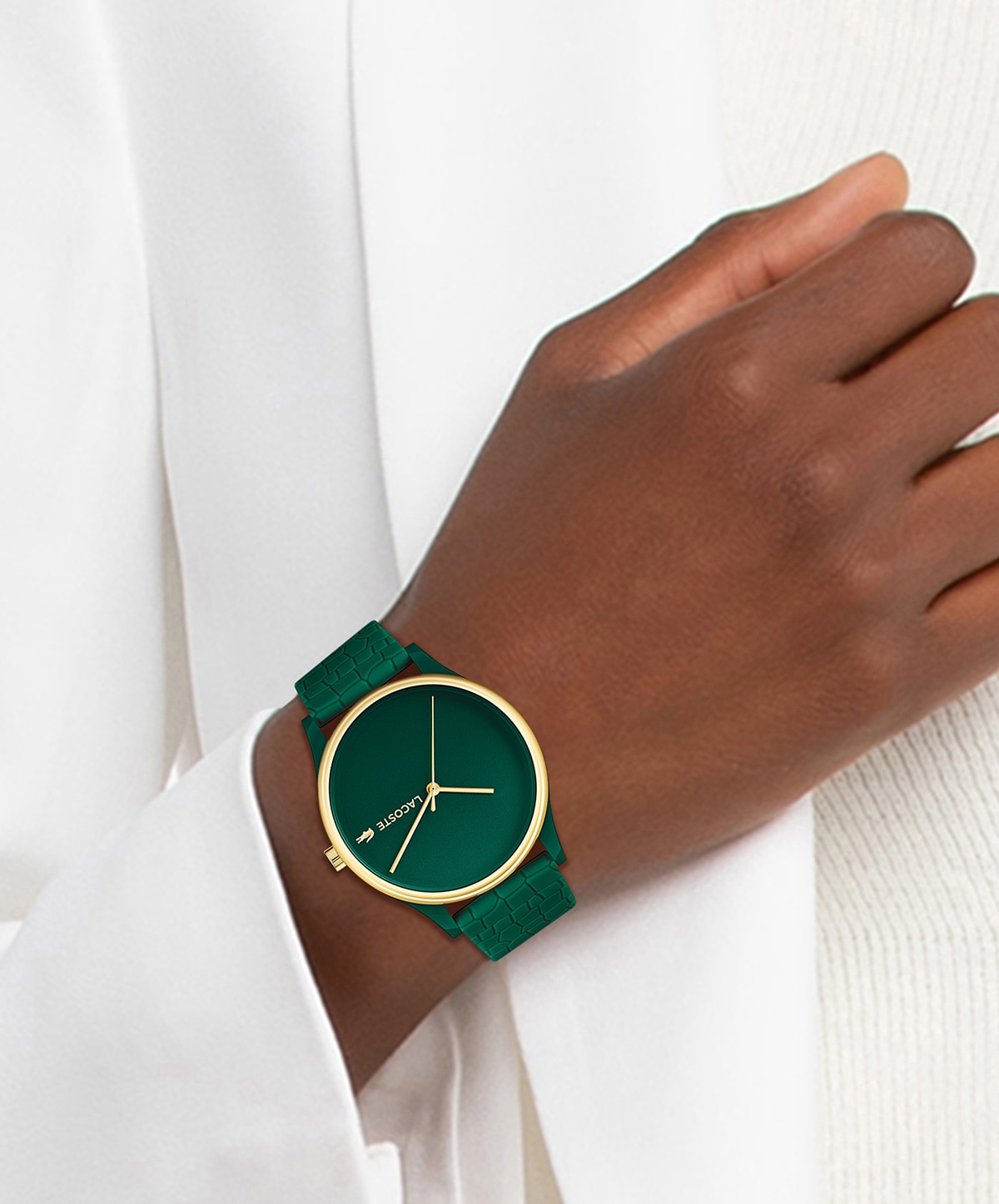 Lacoste Quarzuhr »CROCODELLE«, Armbanduhr, Damenuhr, Mineralglas, analog, Silikonarmband