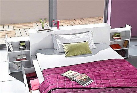 4. Bild von Breckle Northeim Futonbett, mit ausziehbaren Regalen im Kopfteil