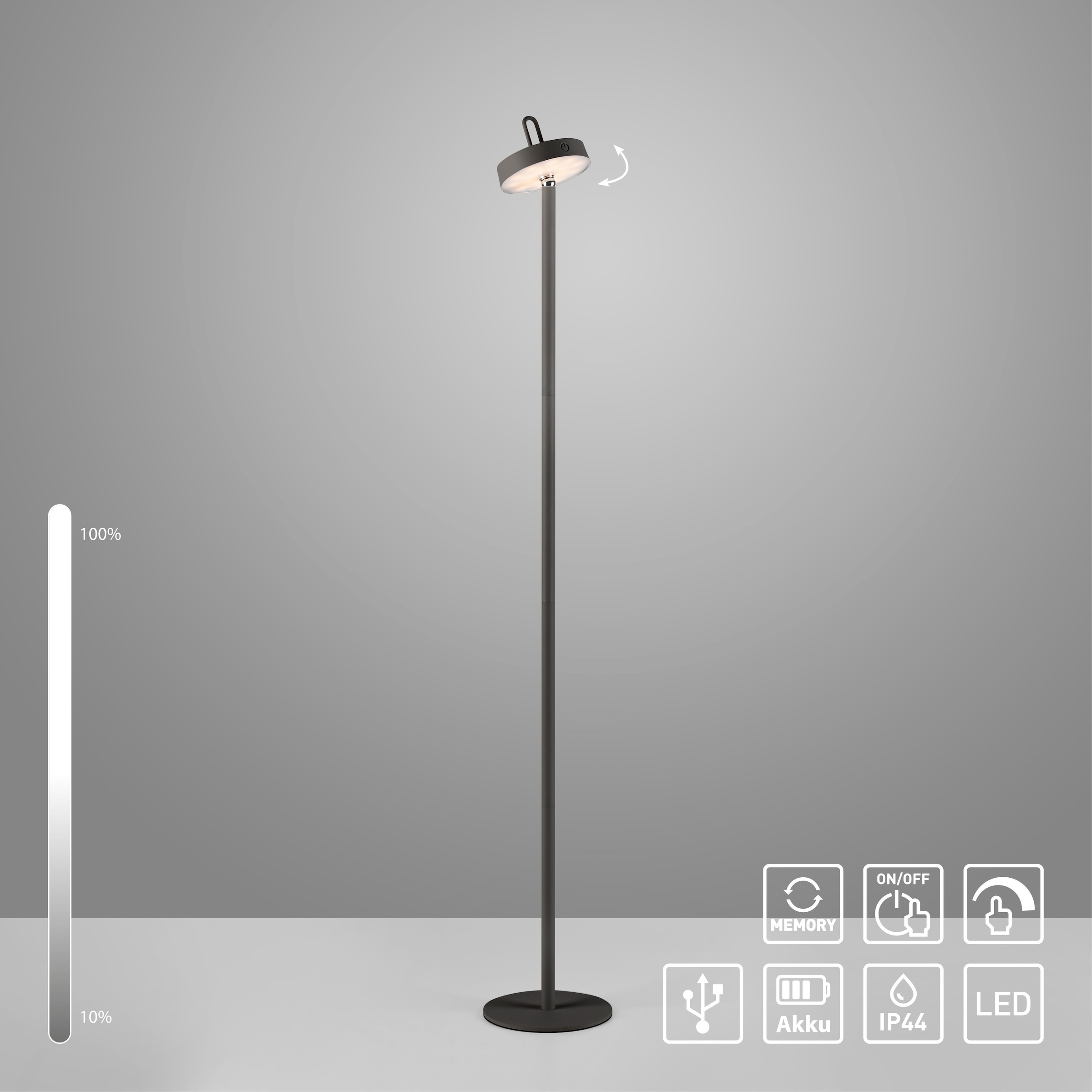 JUST LIGHT Stehlampe »AMAG«, 1 flammig, Leuchtmittel LED-Modul | LED fest integriert, Akkuleuchte