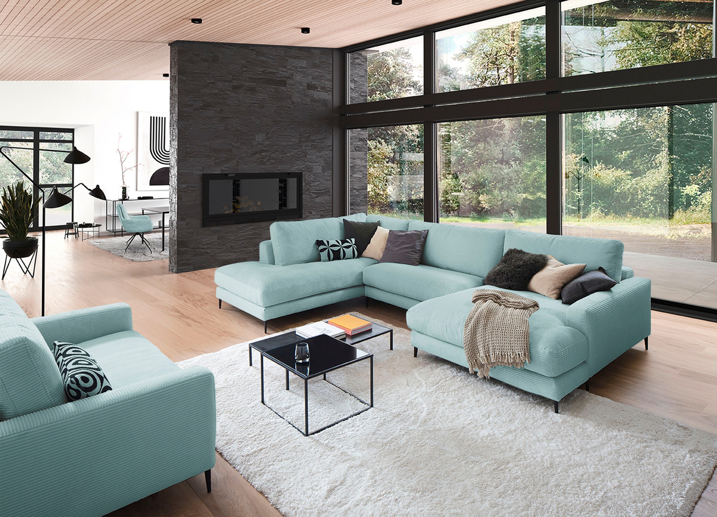 INOSIGN Wohnlandschaft »Downtown XXL B/T/H: 341/223/84 cm Loungemöbel zum R günstig online kaufen