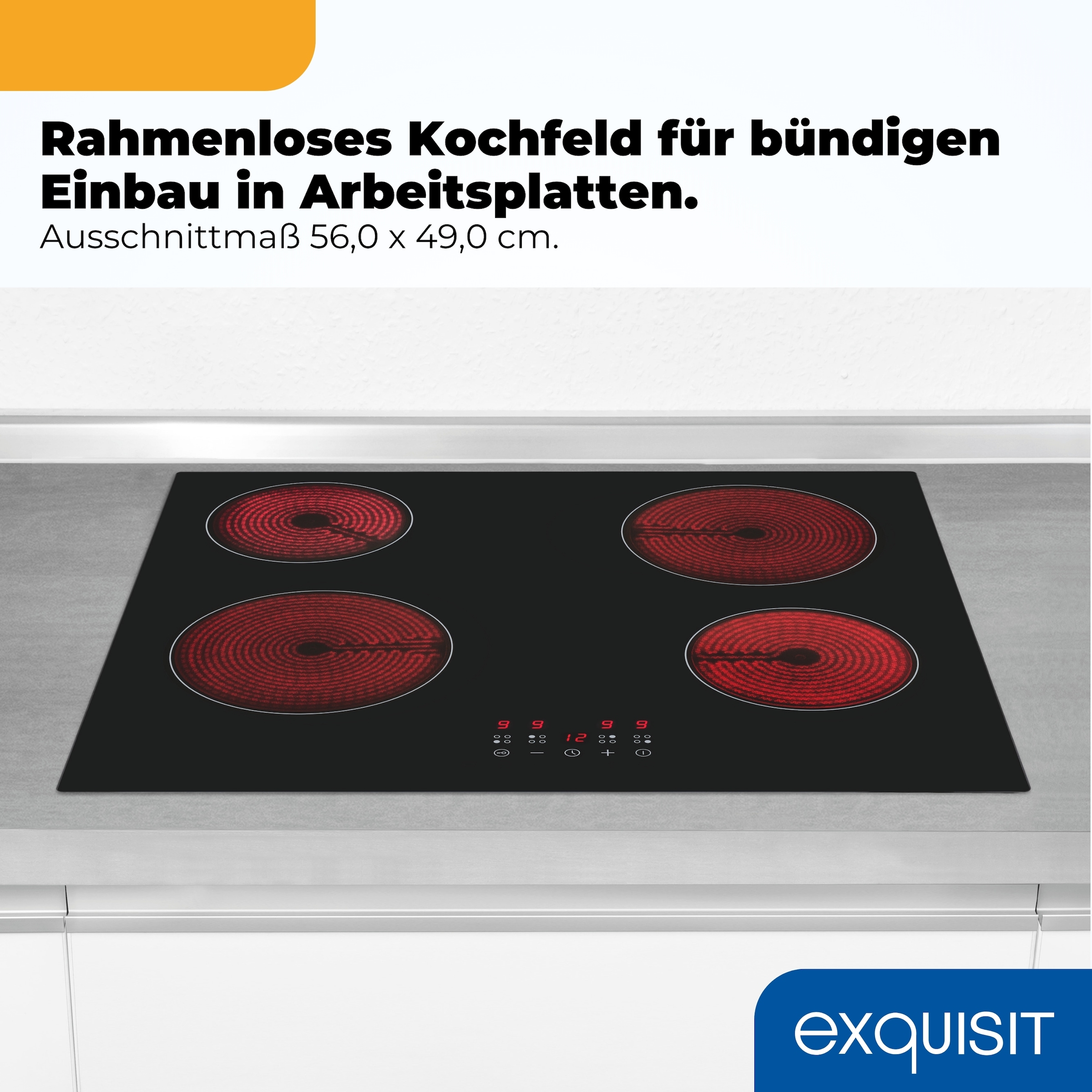 exquisit Elektro-Kochfeld »EKC600-490« Glaskeramikkochfeld mit Restwärmeanzeige für mehr Sicherheit