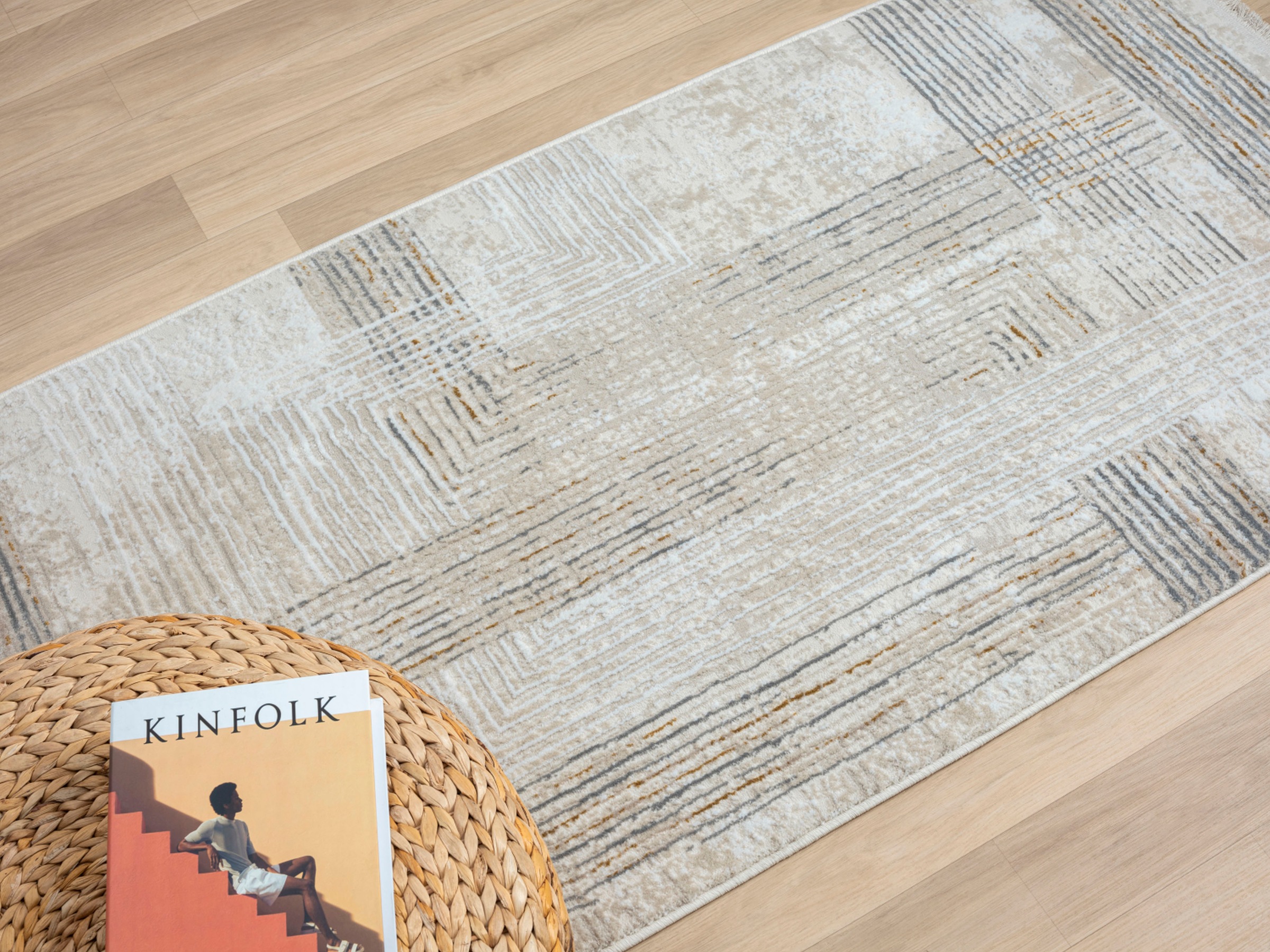 Myflair Möbel & Accessoires Teppich »My Way«, rechteckig, 10 mm Höhe, Kurzflor, Retro-Design, besonders weich durch Microfaser, mit Fransen