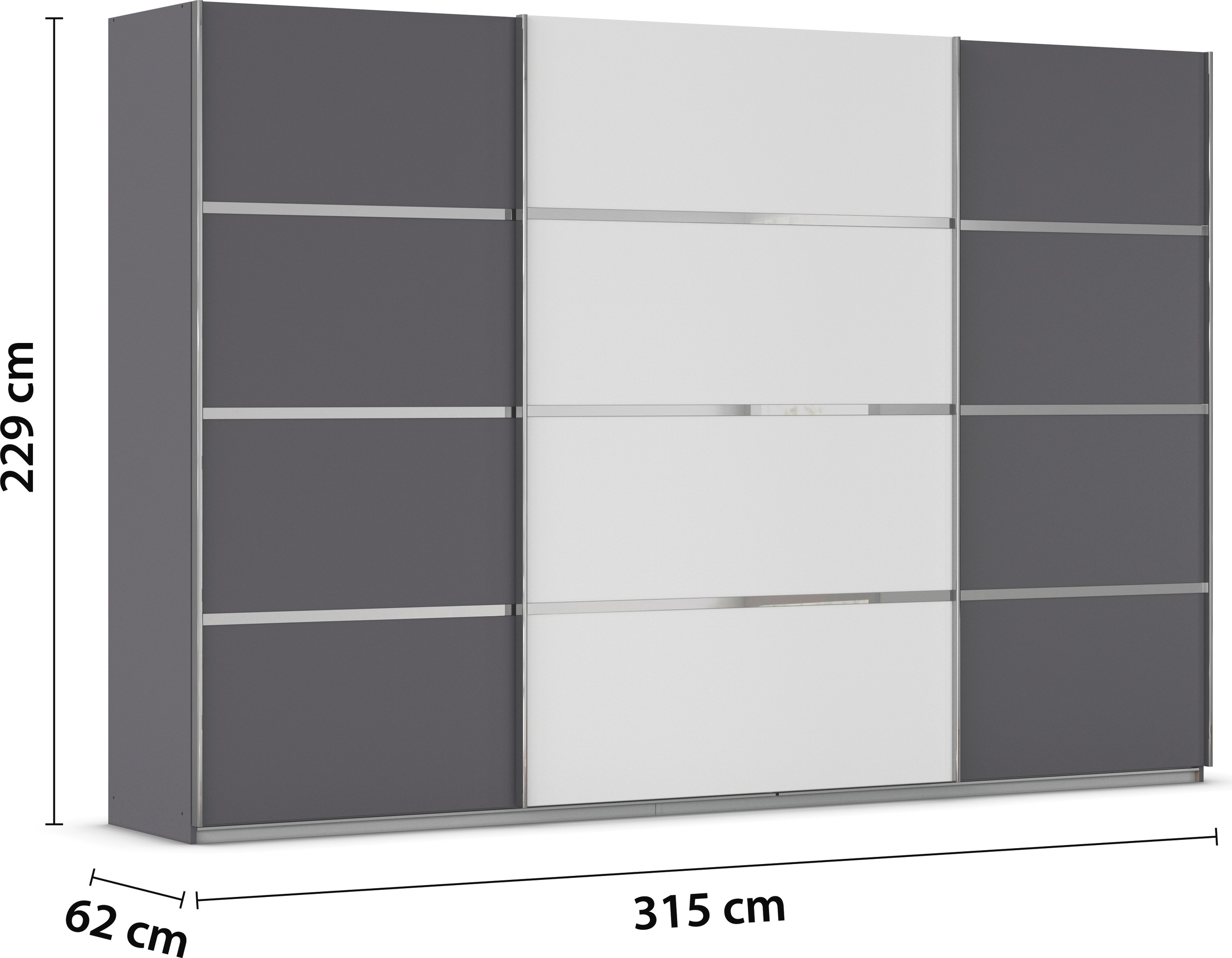 rauch Kleiderschrank »Schwebetürenschrank Garderobe Schrank TOP ANGEBOT Avola«, (in 3 verschiedenen Ausstattungen BASIC/CLASSIC/PREMIUM), mit eleganten Zierleisten in Chrom, Schwarz oder Weiß MADE IN GERMANY