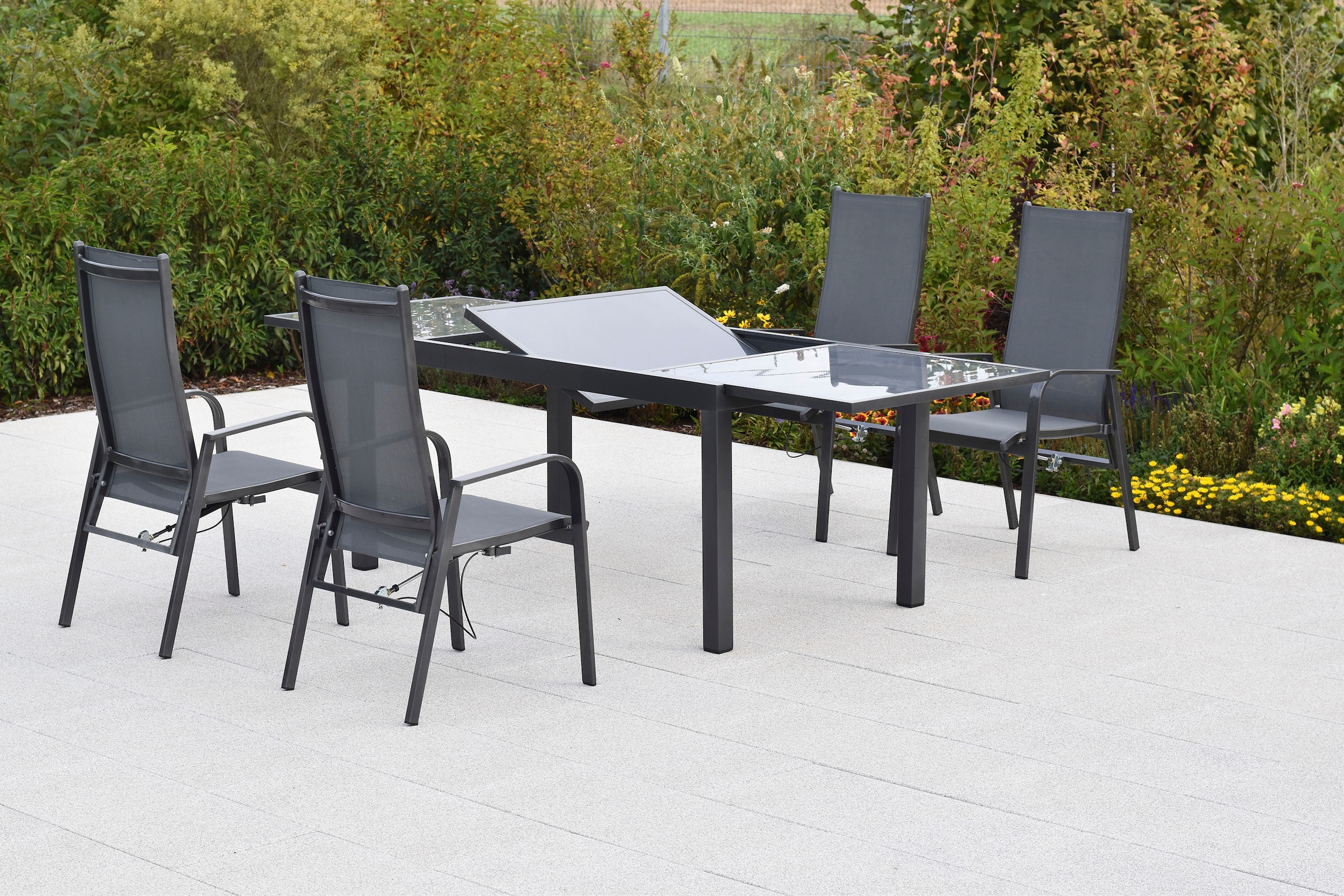 MERXX Garten-Essgruppe »»Alassio««, (Set, 5 tlg.), Rückenlehne verstellbar durch Gasdruckfeder