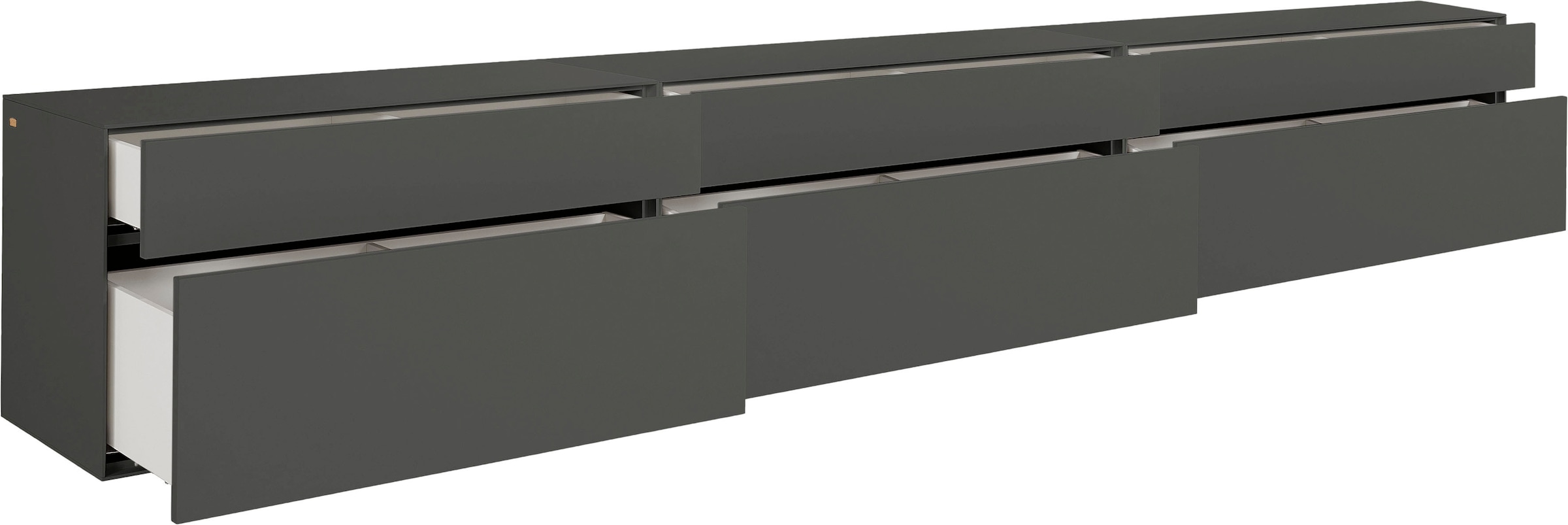 LeGer Home by Lena Gercke Lowboard »Essentials«, (3 St.), Breite: 336cm, MDF lackiert, Push-to-open-Funktion