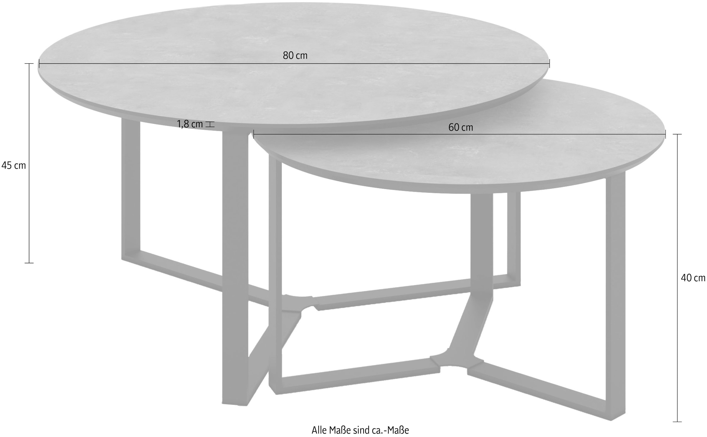 HELA Couchtisch »MASSA« Set, 2 Stk. tlg.