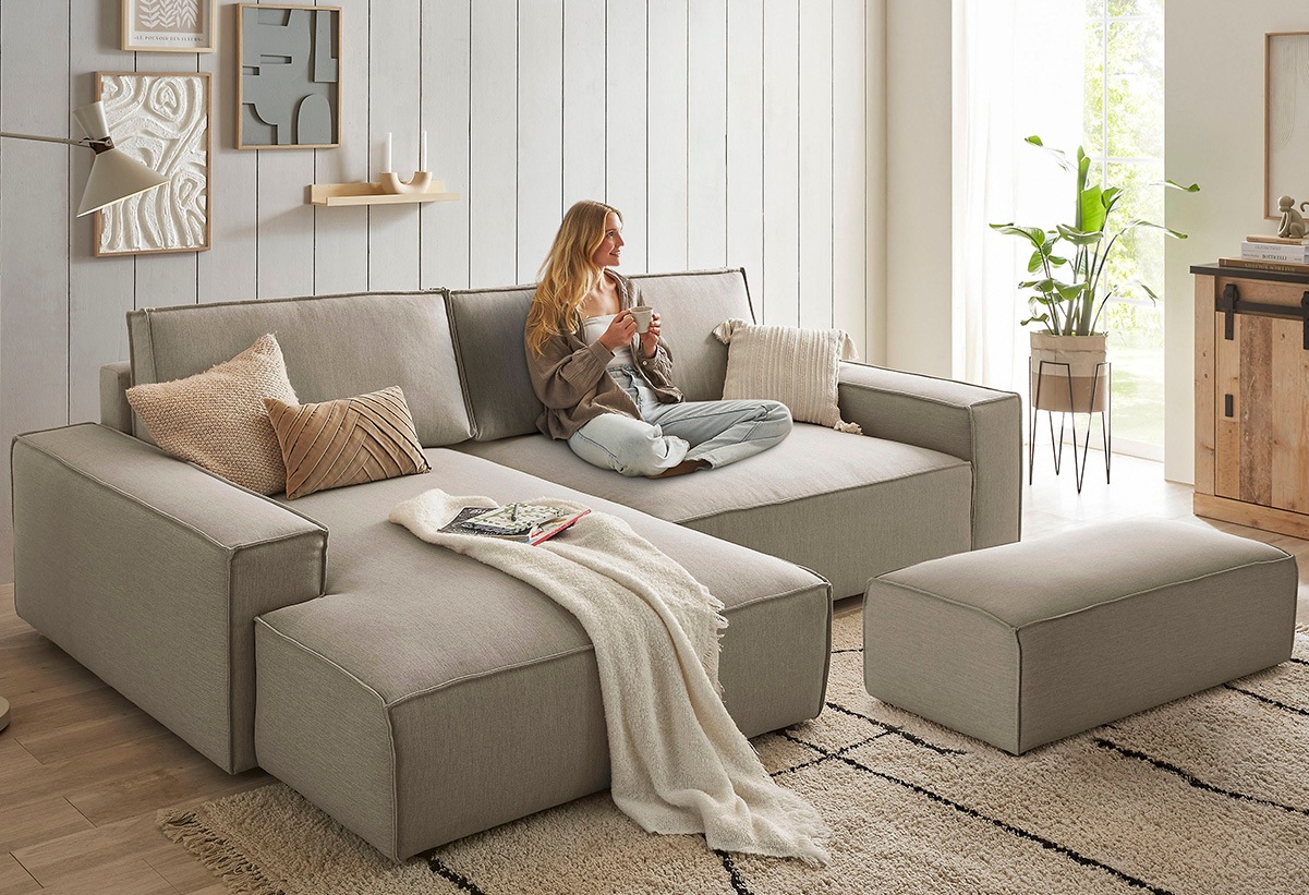 Home affaire Polsterecke »NEU: SHERWOOD XXL tief, L-Form mit Schlaffunktion günstig online kaufen