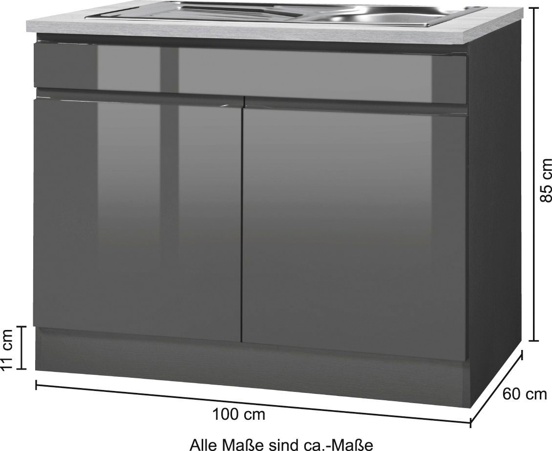 KOCHSTATION Spülenschrank »KS-Virginia«, 100 cm breit, inklusive Einbauspüle