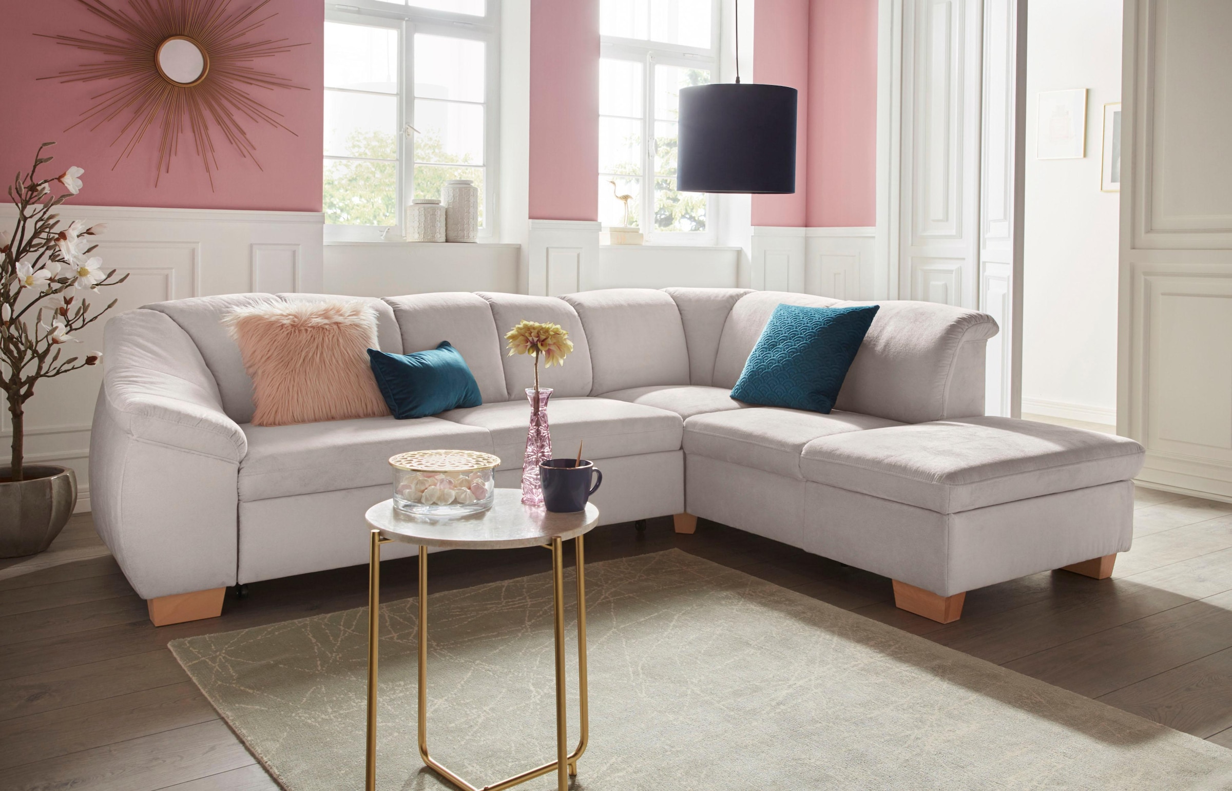 sit&more Ecksofa »Santo L-Form«, mit Federkern, wahlweise mit Bettfunktion günstig online kaufen