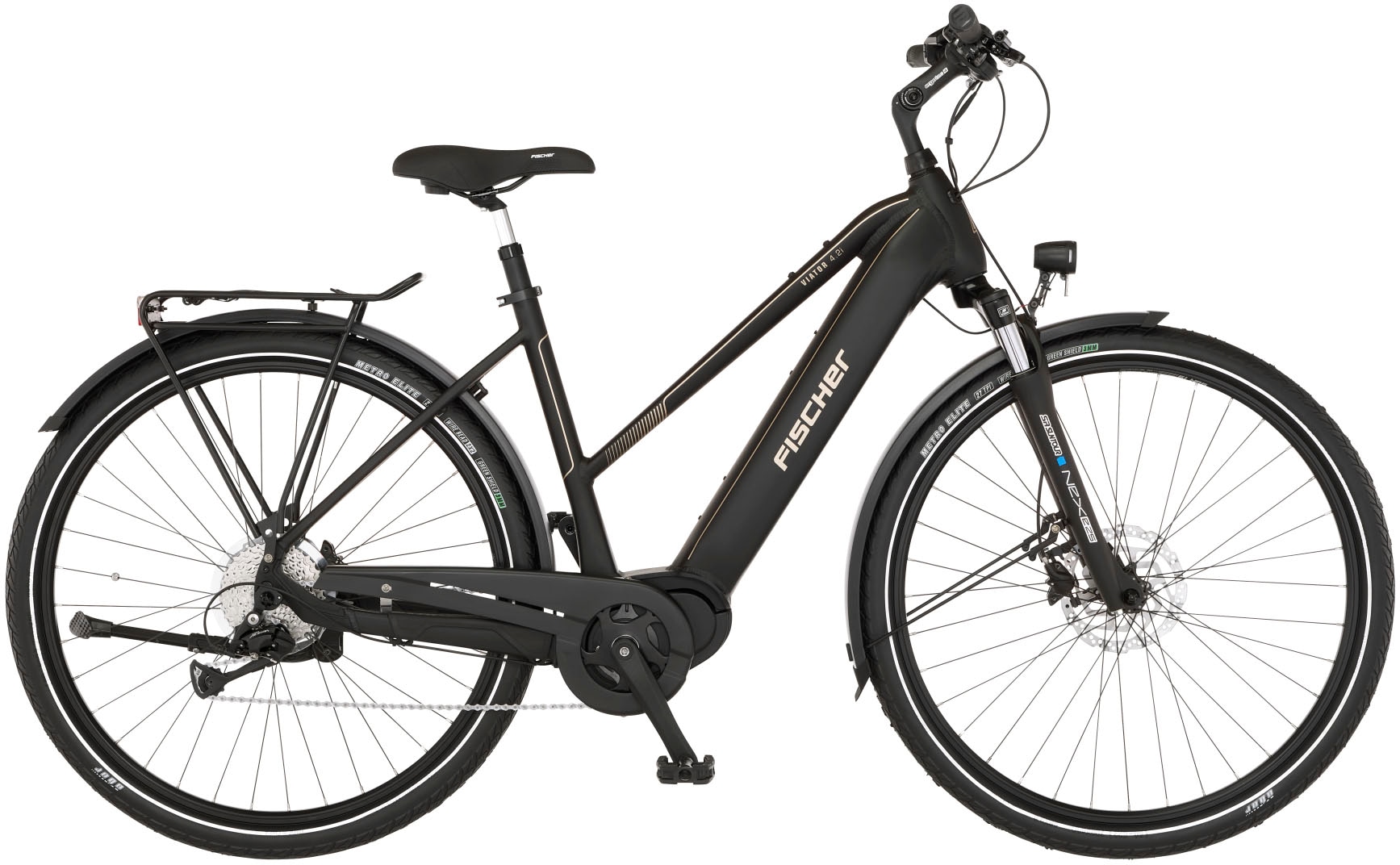 FISCHER Fahrrad E-Bike »VIATOR 4.2i 711«, 9 Gang, Shimano, Acera, Mittelmotor 250 W, (mit Faltschloss), Pedelec, Elektrofahrrad für Damen u. Herren