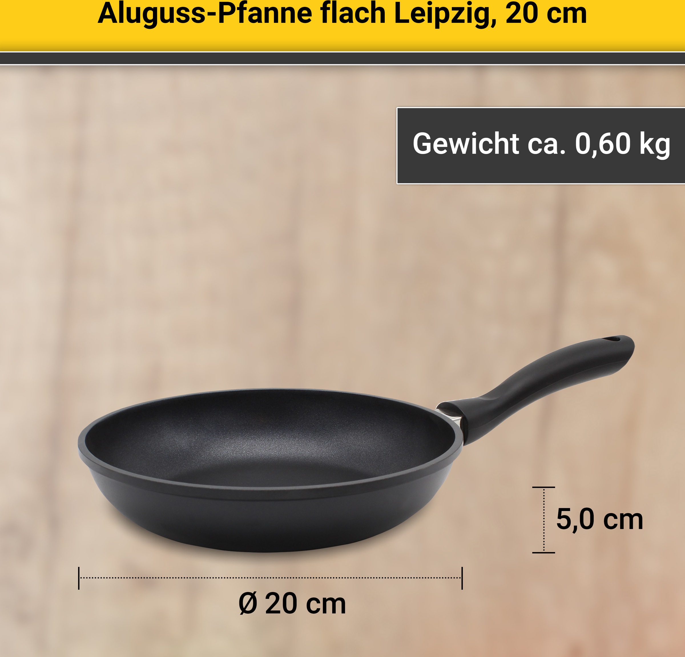 Krüger Bratpfanne »Aluguss Pfanne flach LEIPZIG«, Aluminiumguss, (1 tlg.), hochwertige Antihaft-Versiegelung
