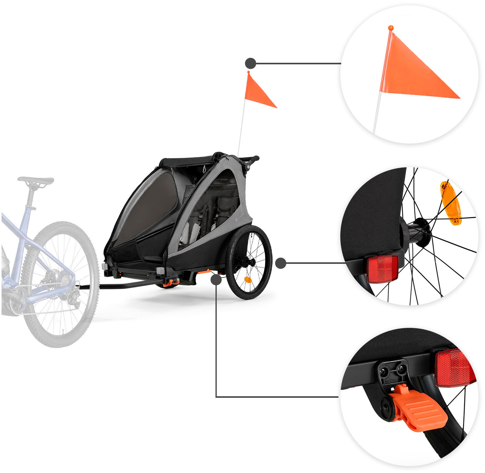 Kinderkraft Fahrradkinderanhänger »NAVA WALK« 2in1 Fahrradanhänger & Buggy, Luftreifen, für 2 Kinder
