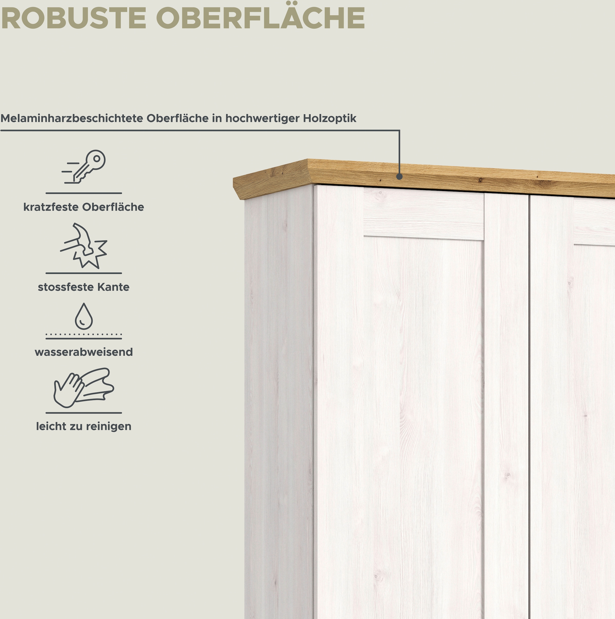 Home affaire Garderobenschrank »COSENZA, TOPSELLER!, Höhe 196 cm, 2 Türen, 2 Böden, 1 Kleiderstange«, Hochschrank, Stauraumschrank, Schrank, Flurschrank, Dielenschrank