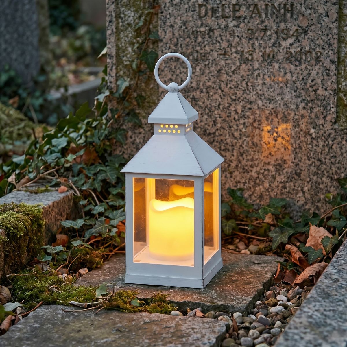Ambiente Haus LED Außen-Tischleuchte »Laterne antikweiss 24cm inkl LED Ke« 1 Stk. Warmweiß