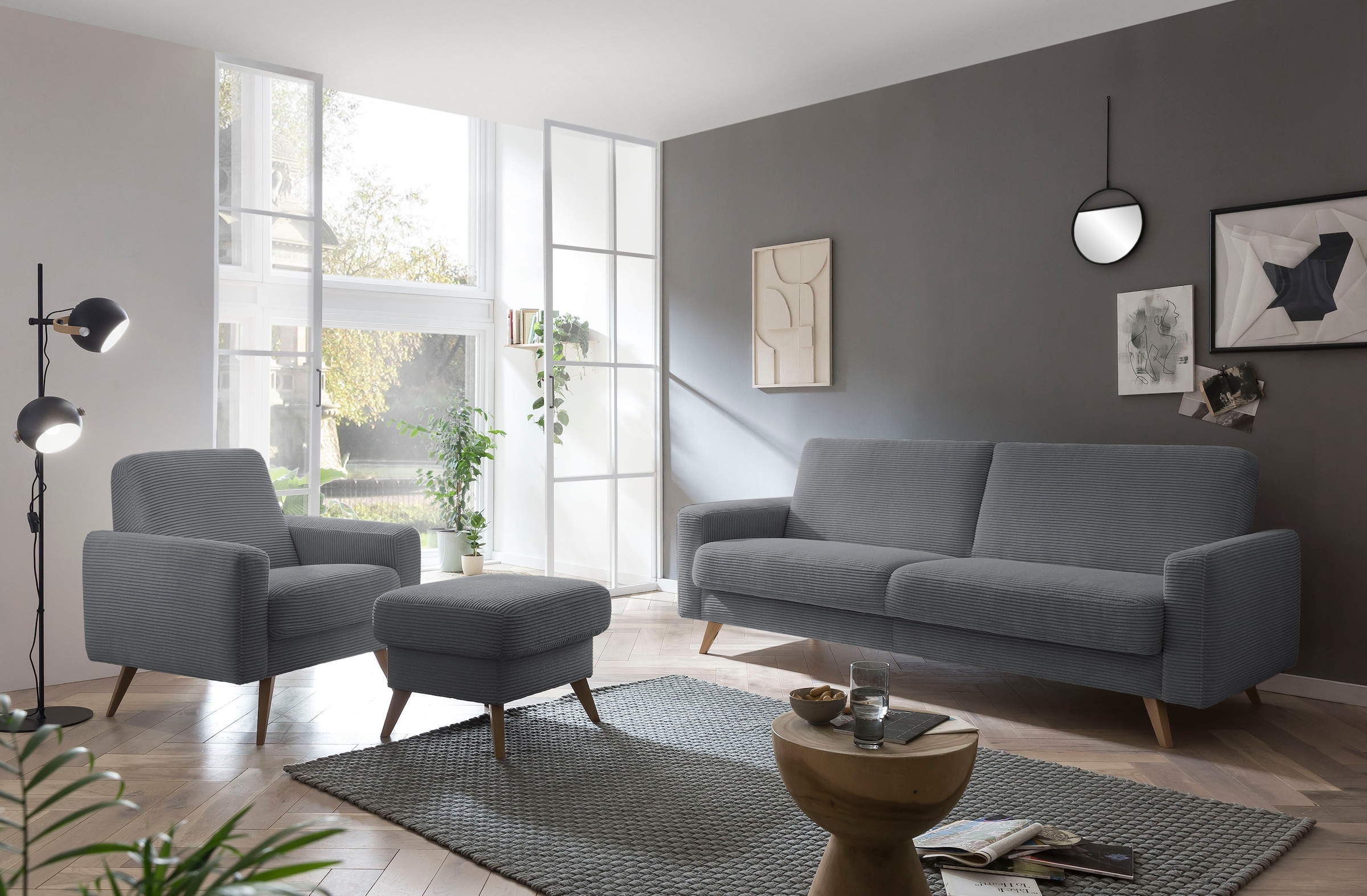 exxpo - sofa fashion Hocker »Samso, kompakte und bequeme Sitzgelegenheit in aktuellem Cord Bezug«