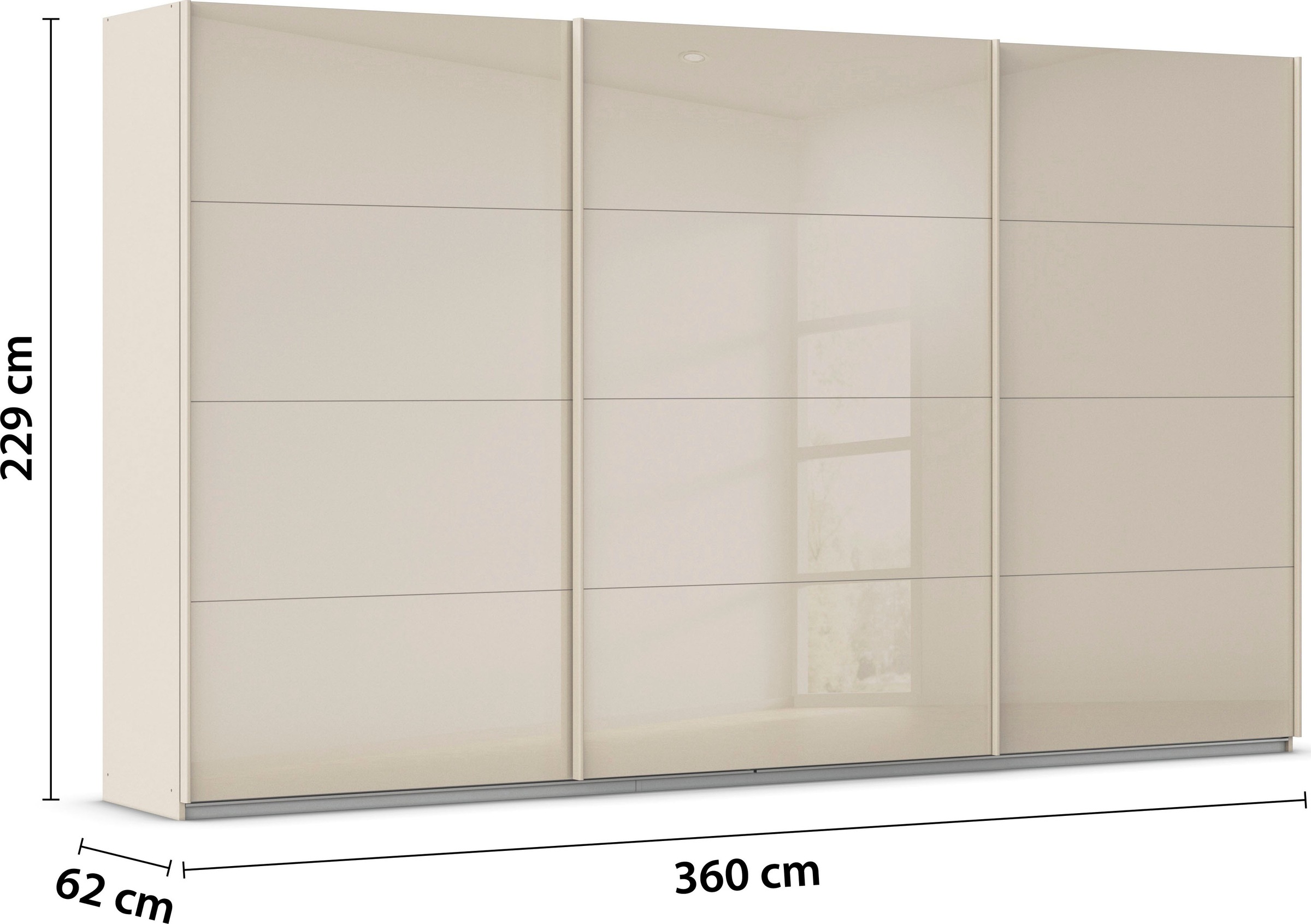 rauch Schwebetürenschrank »Kleiderschrank Schrank Garderobe AGORDO mit Glasfront«, durchdachte Innenausstattung, in 4 Breiten und 2 Höhen MADE IN GERMANY
