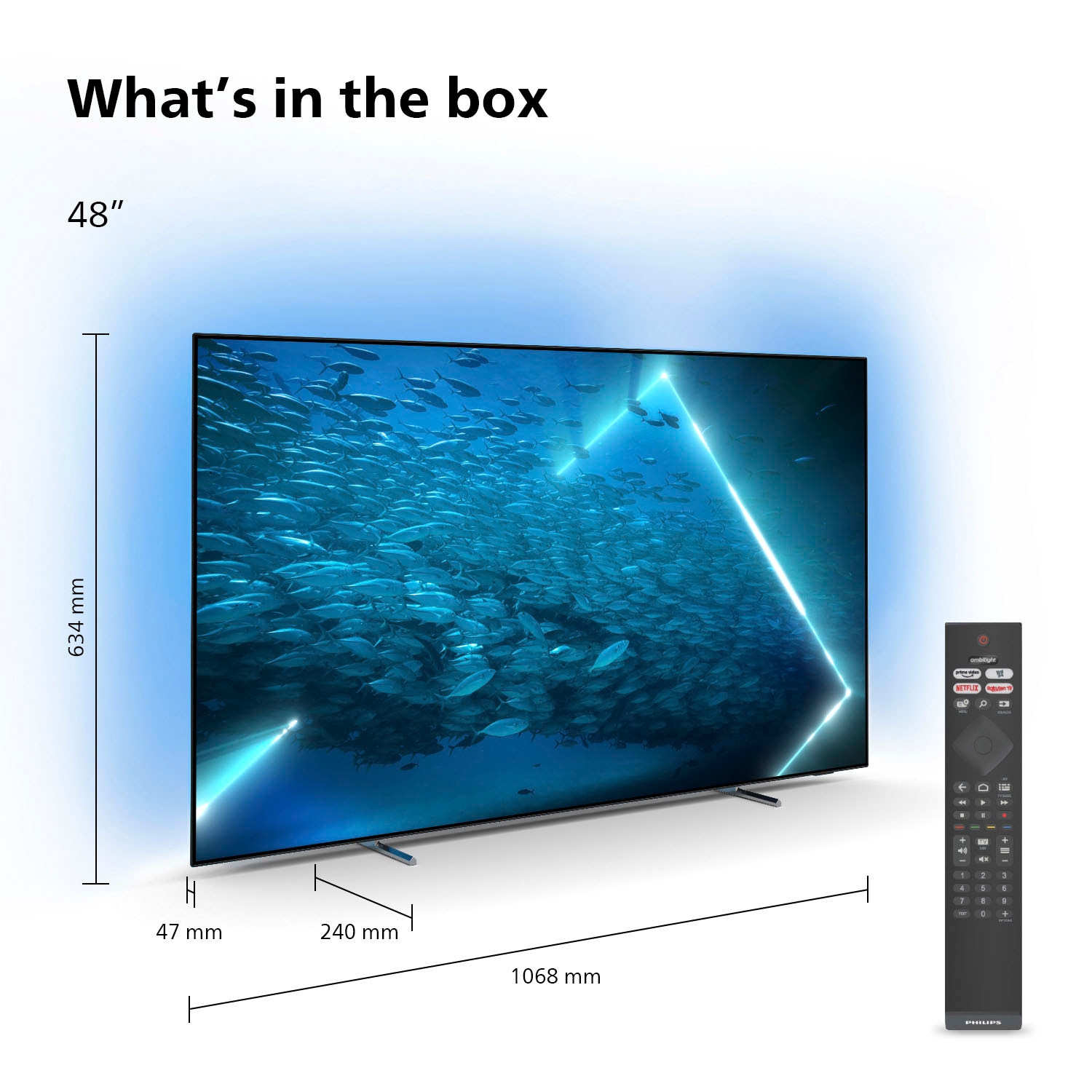 Philips OLED-Fernseher »48OLED707/12«, 121 cm/48 Zoll, 4K Ultra HD, Android  TV-Smart-TV, 3-seitiges Ambilight auf Rechnung bestellen