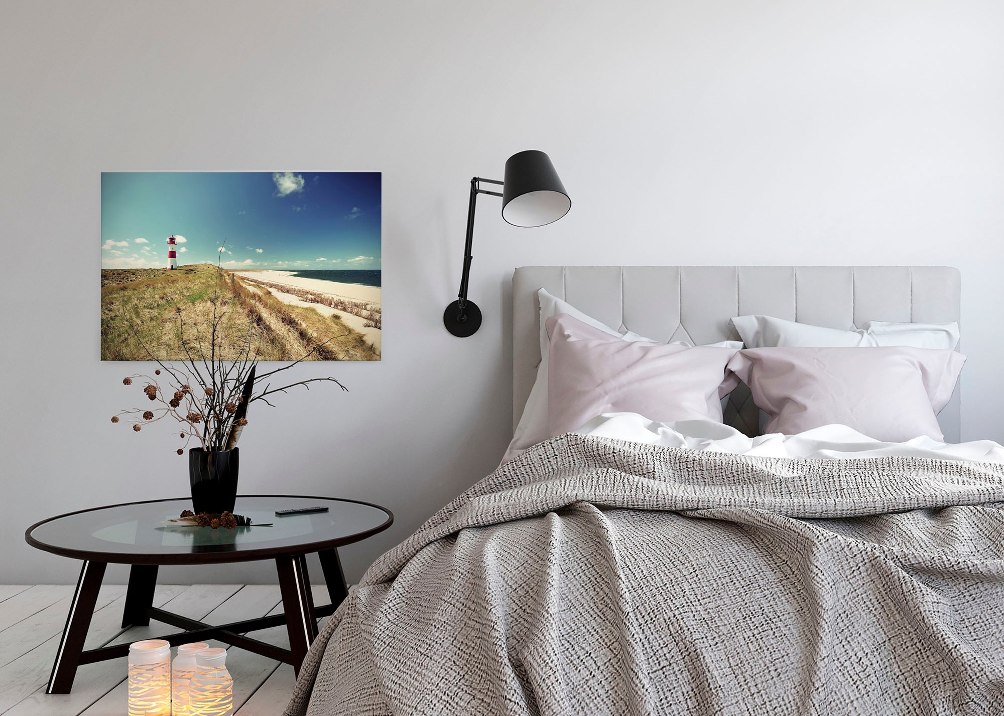 A.S. Création Leinwandbild »Lighthouse«, Kunst-Gemälde-Kinder, (1 St.), Strand Dünen Meer Keilrahmen Natur Leinwand-Bild Wohnzimmer modern