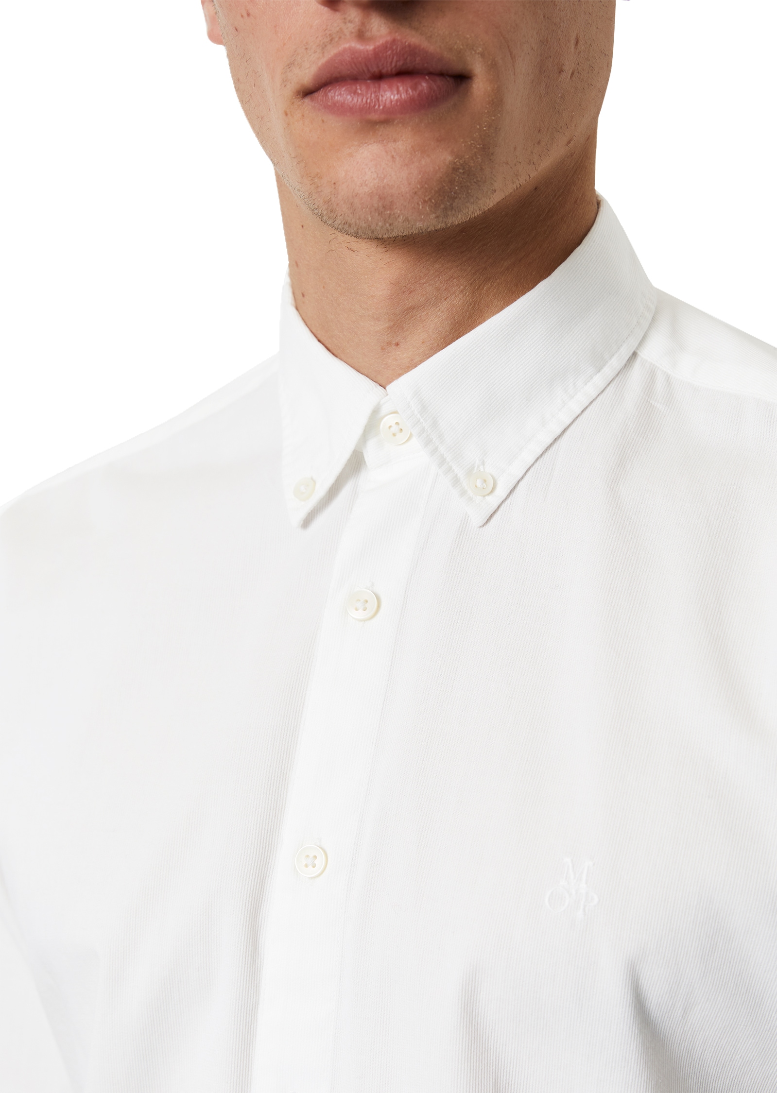 Marc O'Polo Langarmhemd regular fit aus Bio-Baumwolle, Button-down-Kragen, mit Struktur