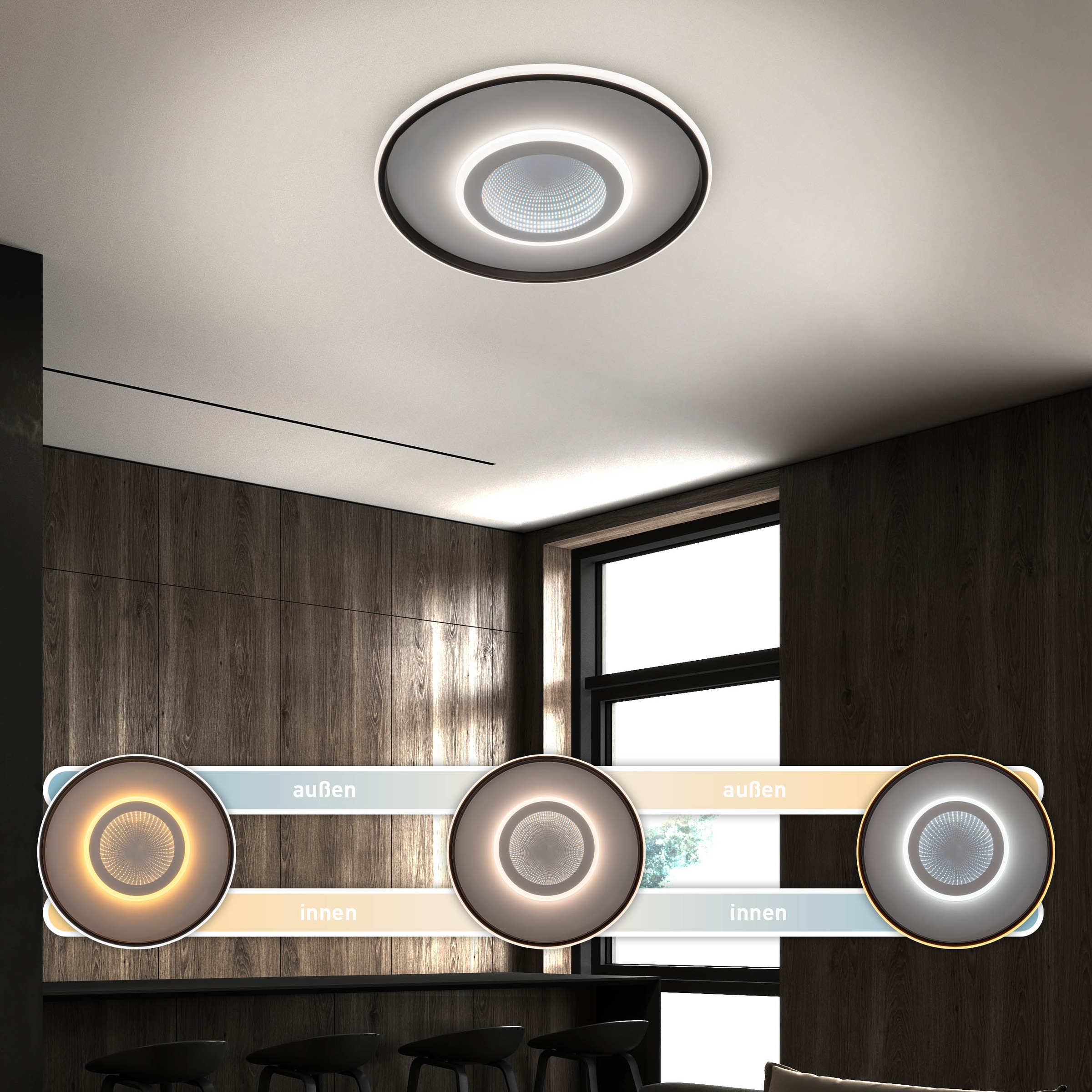 my home LED Deckenleuchte »Mona Deckenlampe mit Infinity 3D Effekt«, 1 flam günstig online kaufen