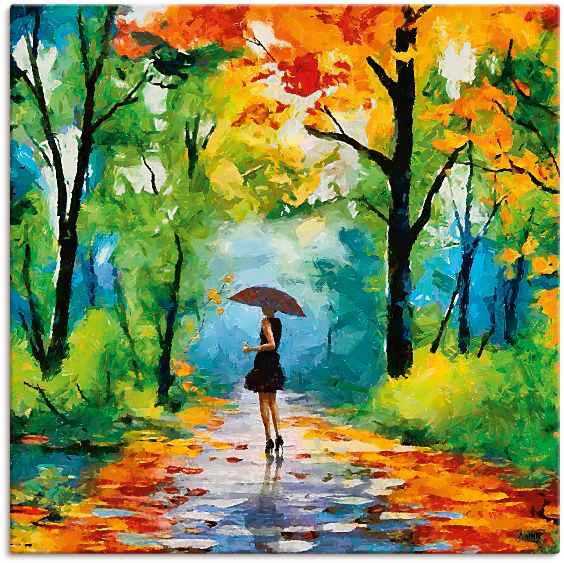 Artland Wandbild "Herbstlicher Spaziergang im Park" Vier Jahreszeiten Bilde günstig online kaufen