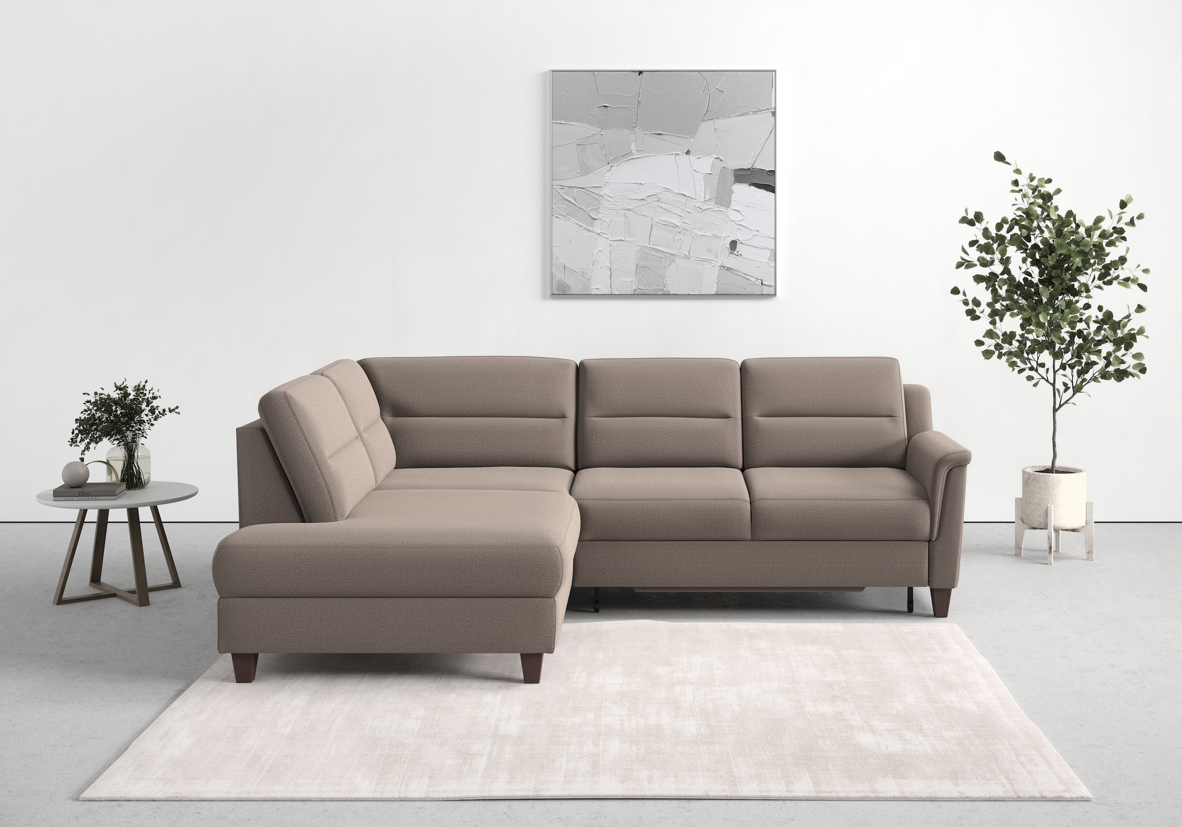 sit&more Ecksofa »Farö L-Form«, inklusive Federkern, wahlweise mit Bettfunktion und Bettkasten