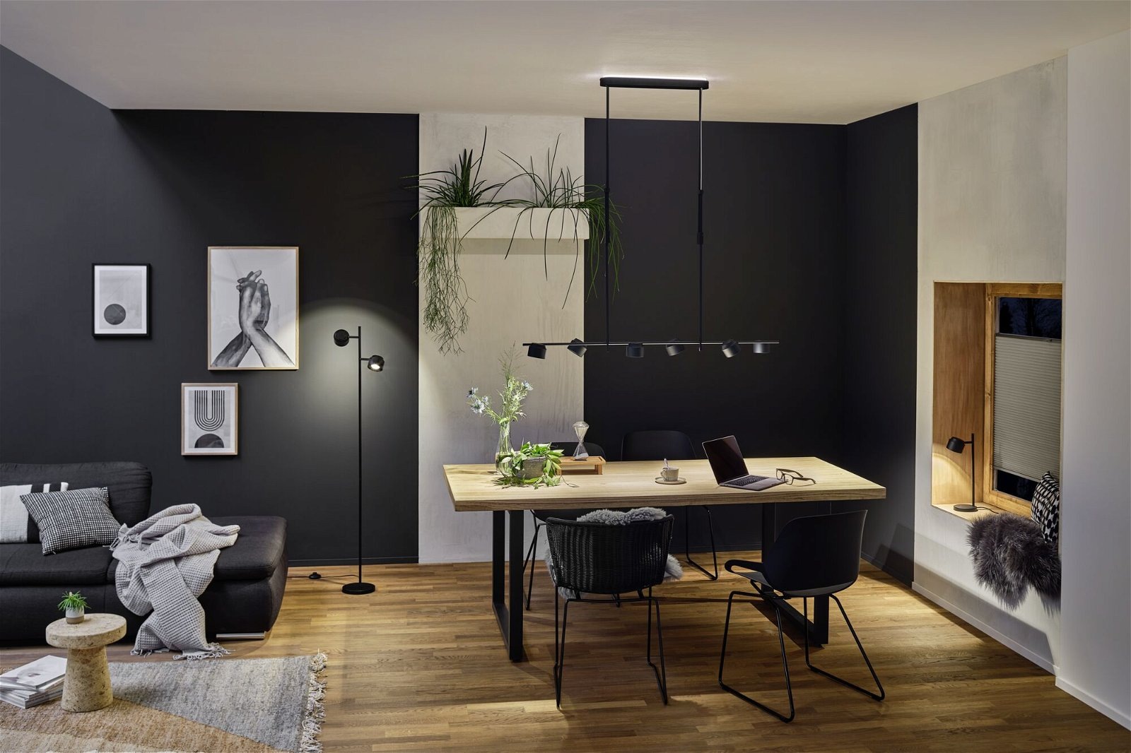 Paulmann LED Pendelleuchte »Puric Pane Effect 6x 6,5W Schwarz 230V Metall/K günstig online kaufen
