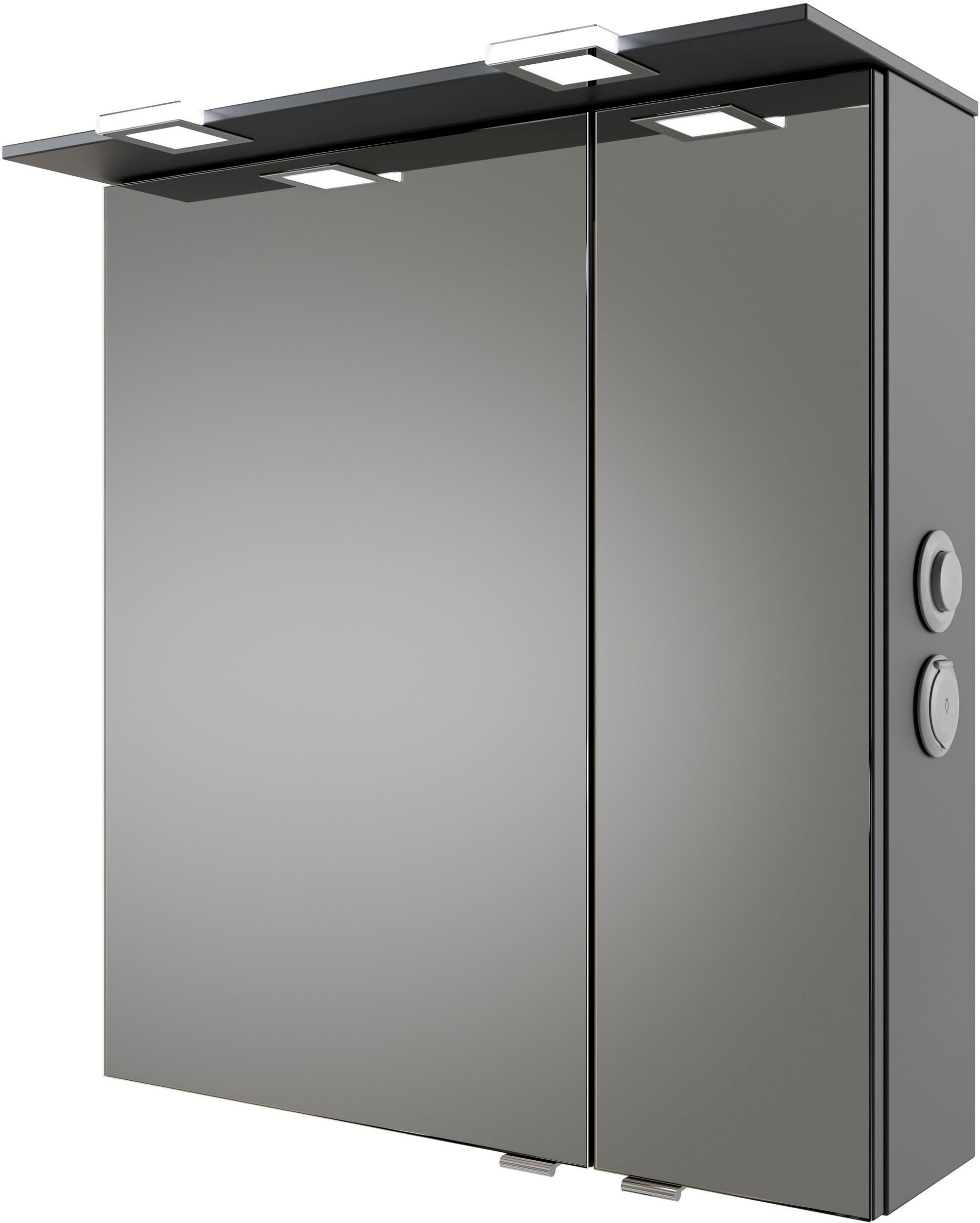 Saphir Badmöbel-Set »Serie 6025 2-teilig Mineralmarmor-Waschtisch mit LED-Spiegelschrank«, (2 St.), Waschplatz 67 cm breit, 2 Schubladen, 2 Spiegel-Türen, inkl Türdämpfer
